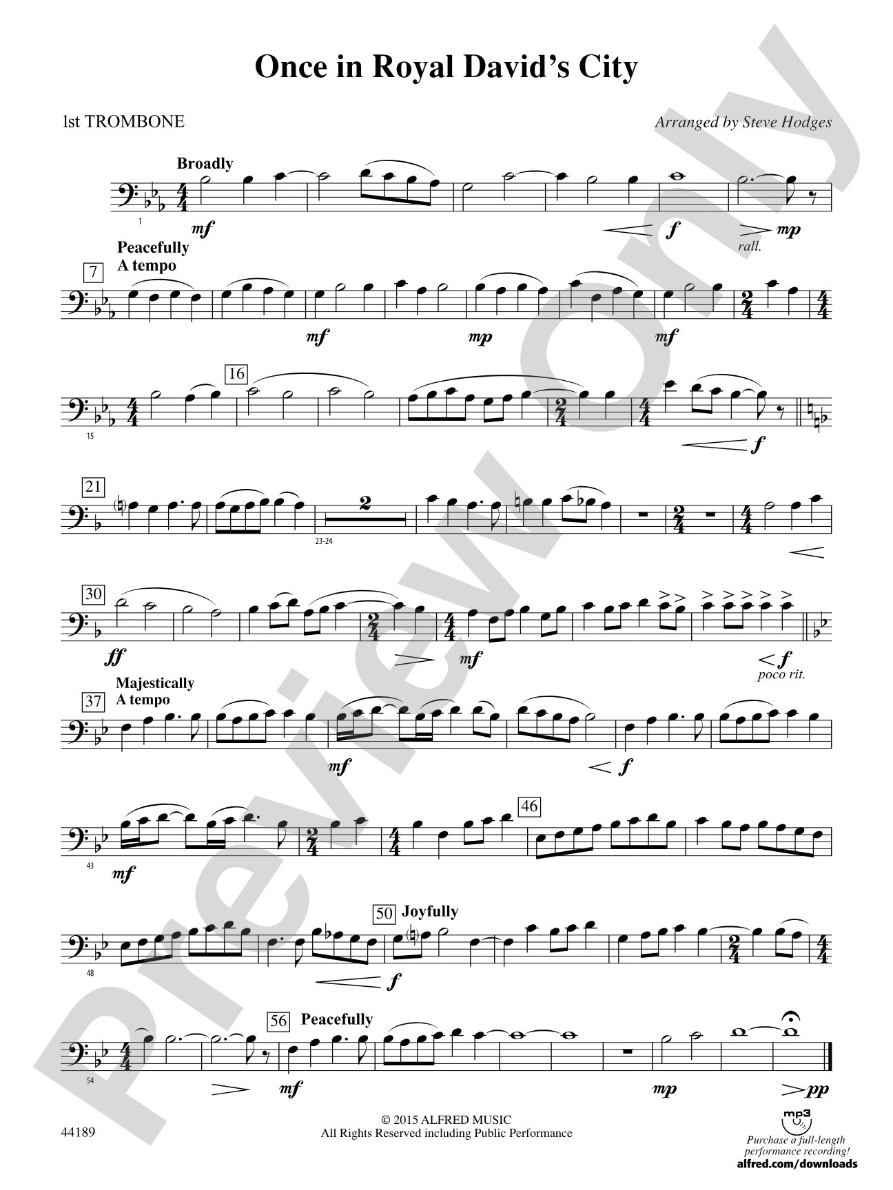 Once in Royal David's City: 1st Trombone