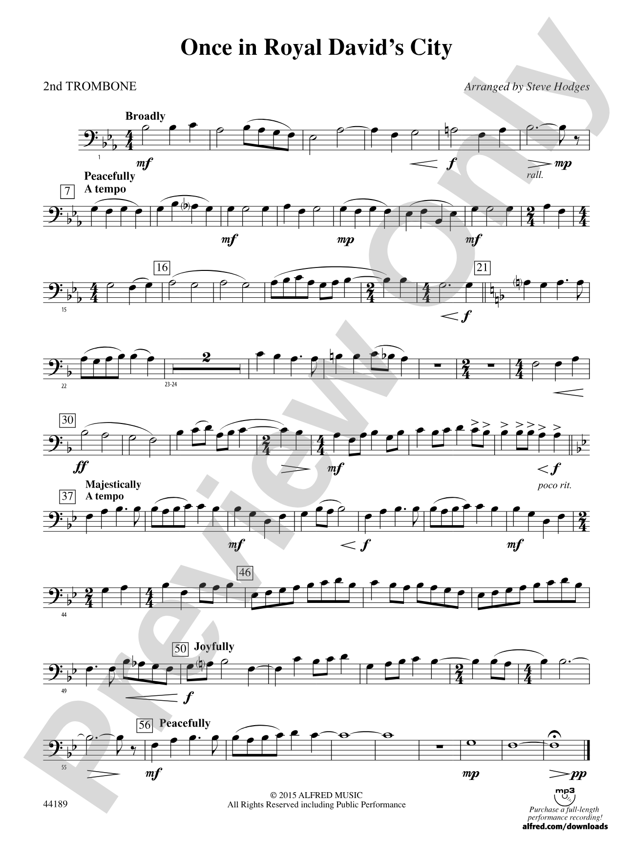 Once in Royal David's City: 2nd Trombone