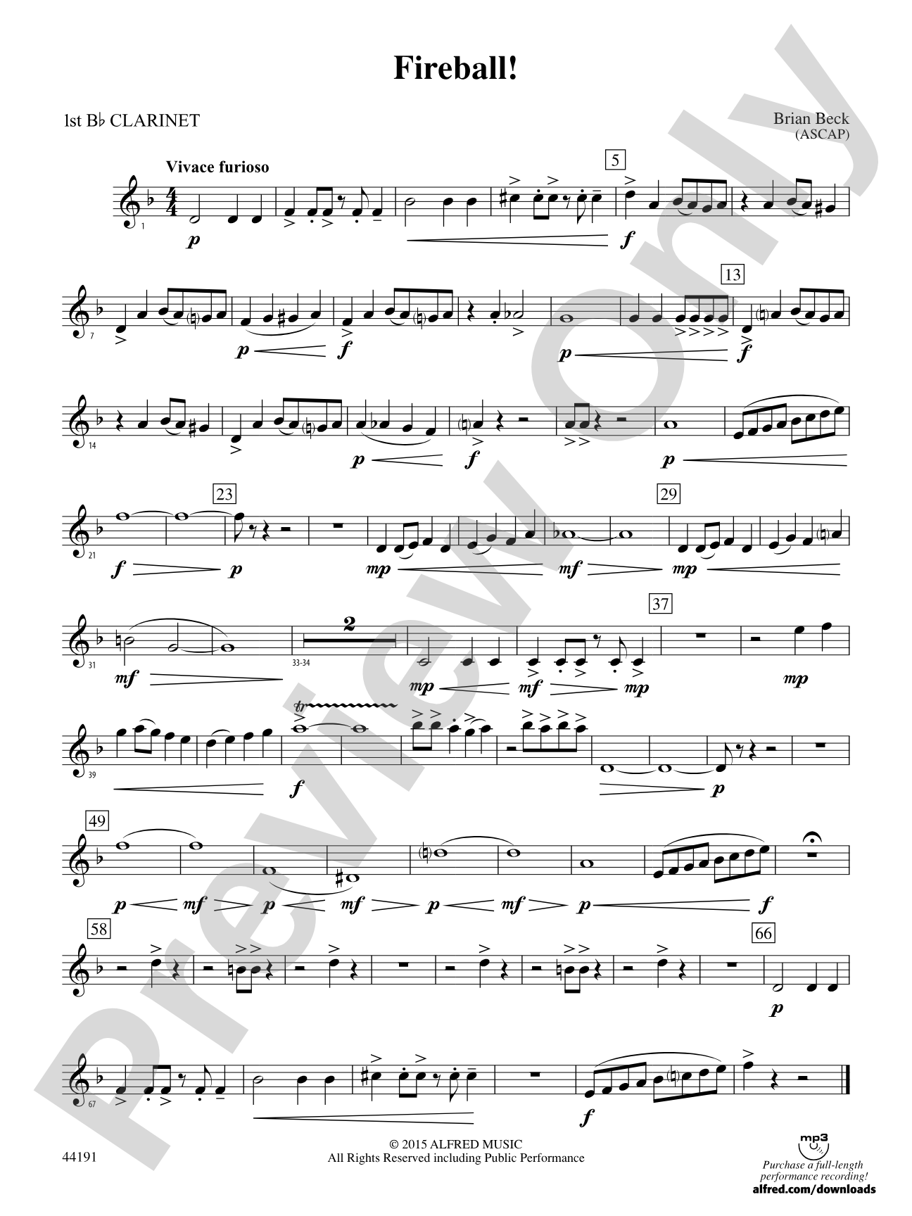 Fireball!: 1st B-flat Clarinet