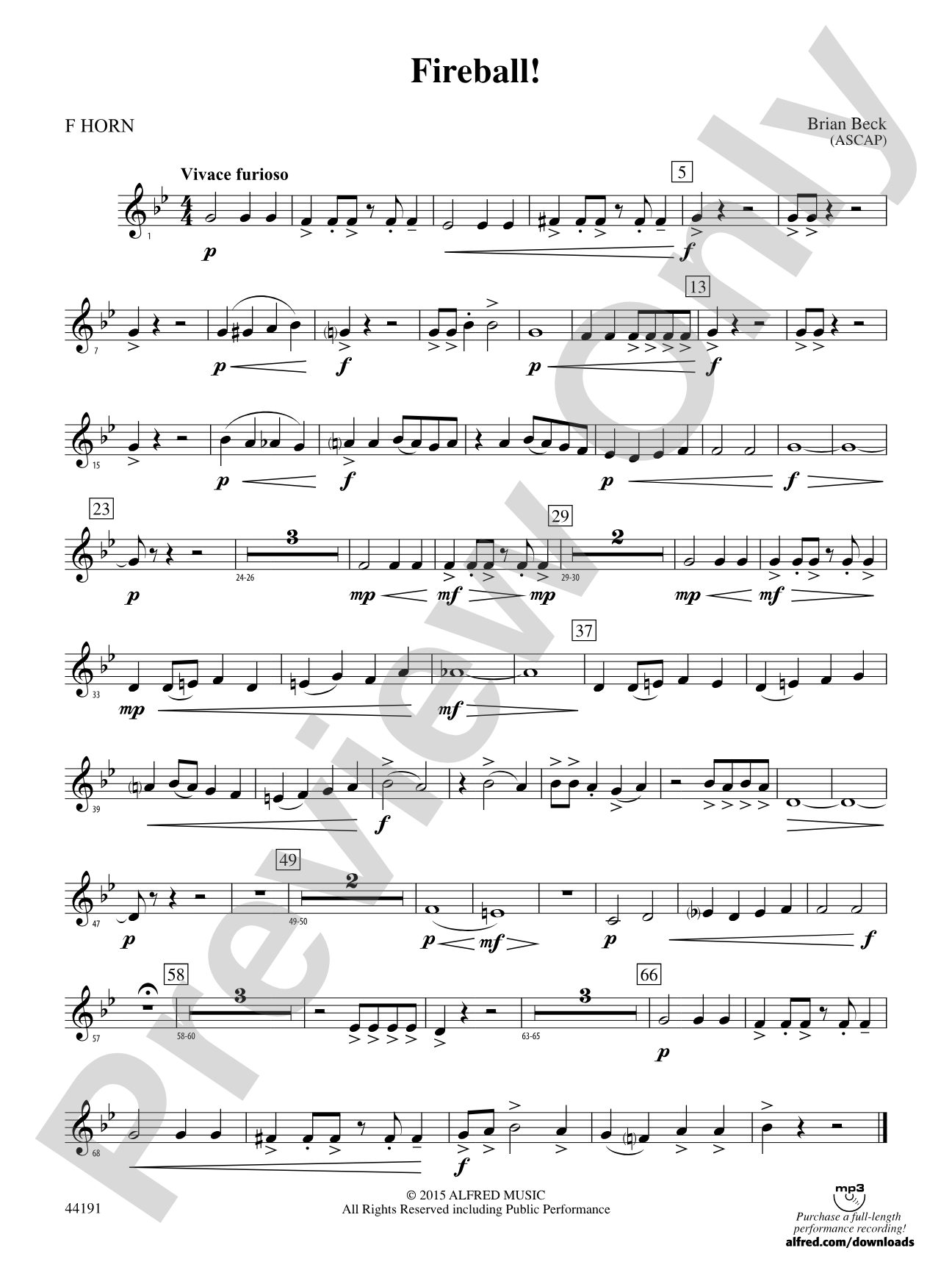 Fireball!: 1st F Horn