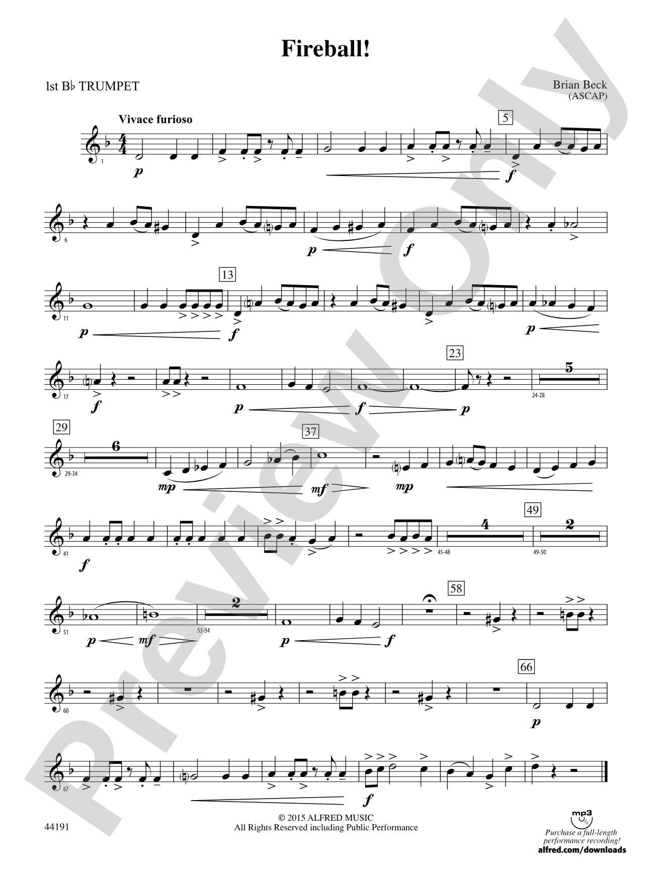Fireball!: 1st B-flat Trumpet