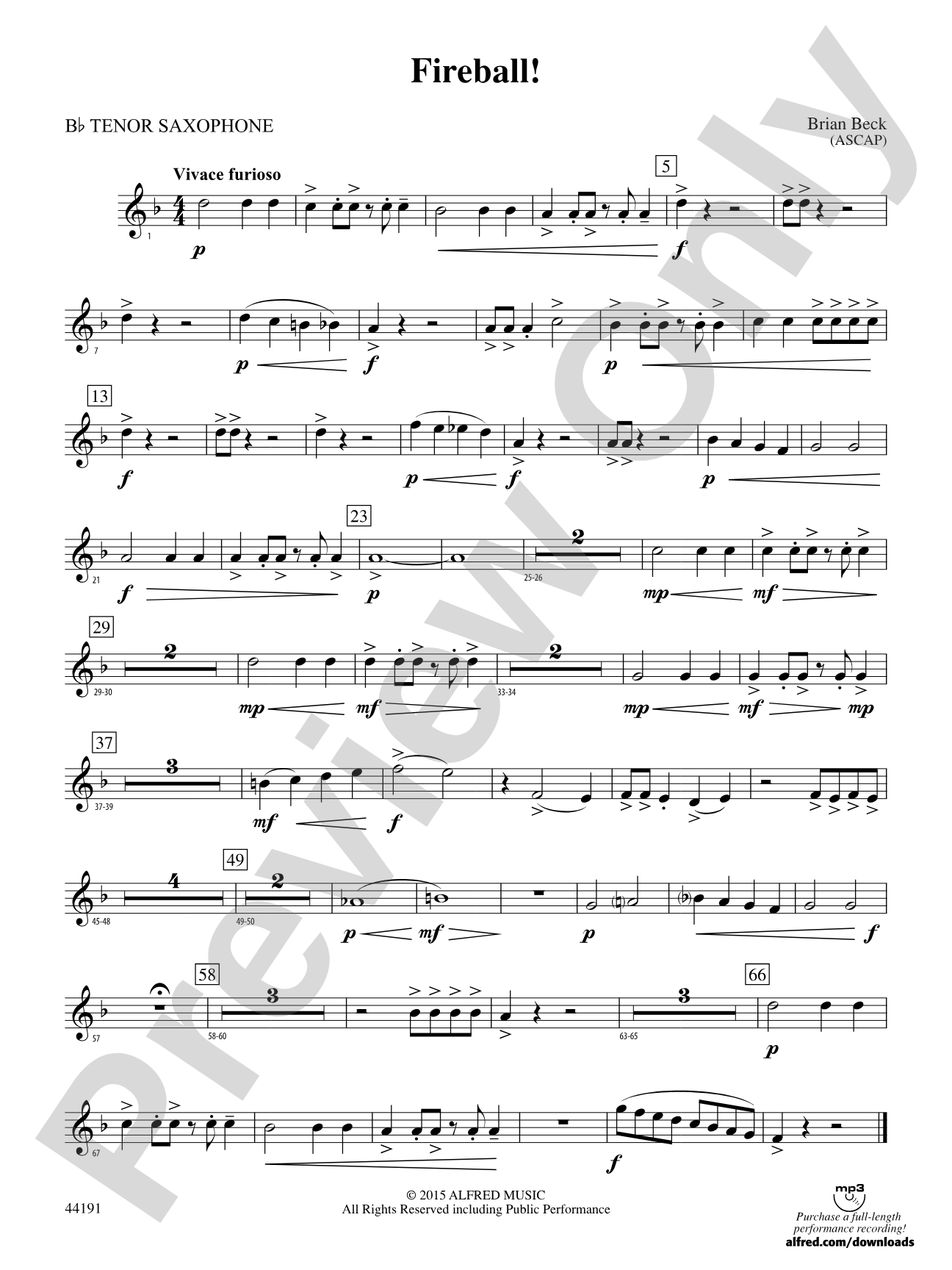 Fireball!: B-flat Tenor Saxophone