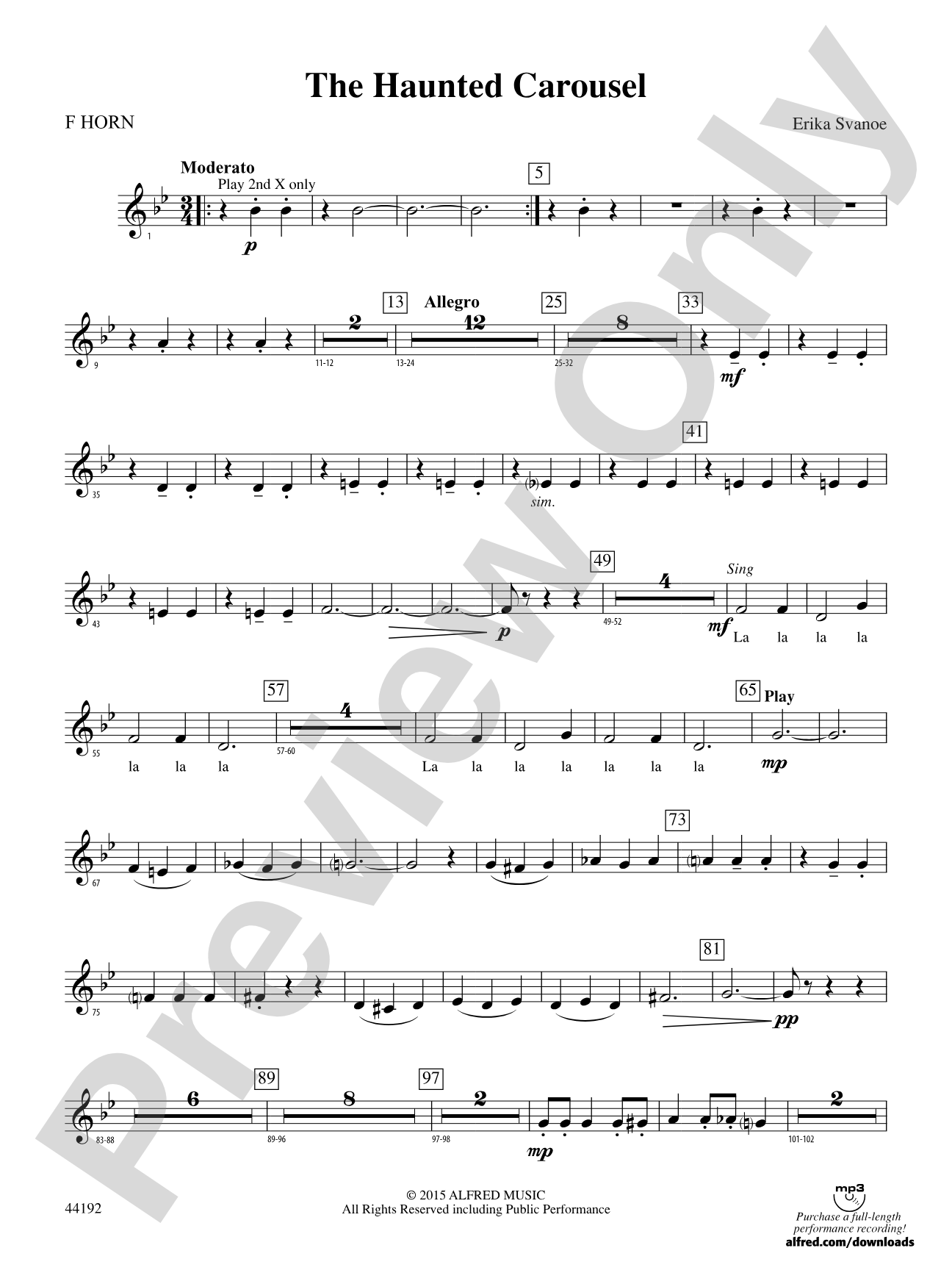 The Haunted Carousel: 1st F Horn