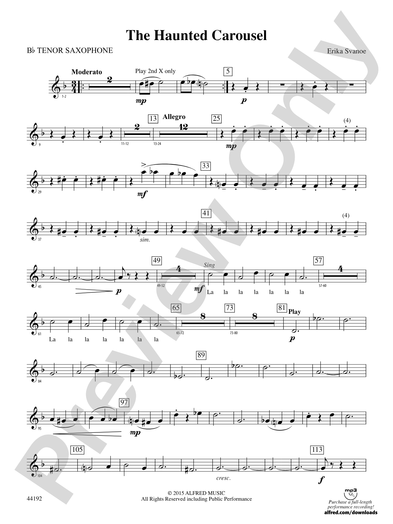 The Haunted Carousel: B-flat Tenor Saxophone