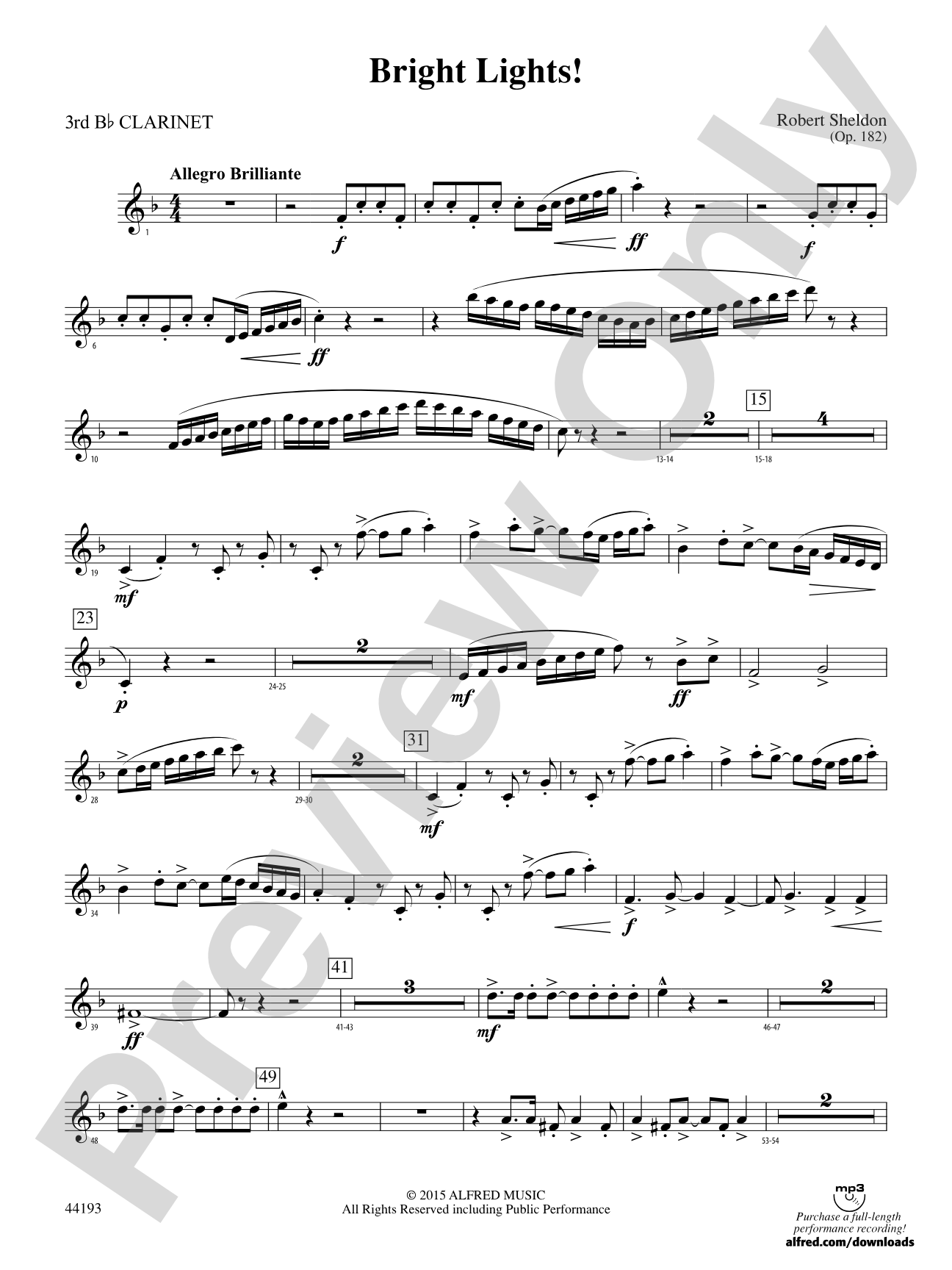 Bright Lights!: 3rd B-flat Clarinet