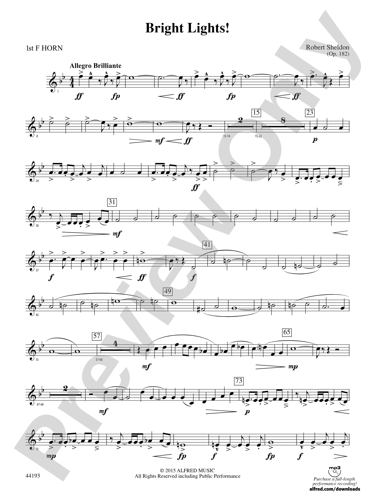 Bright Lights!: 1st F Horn