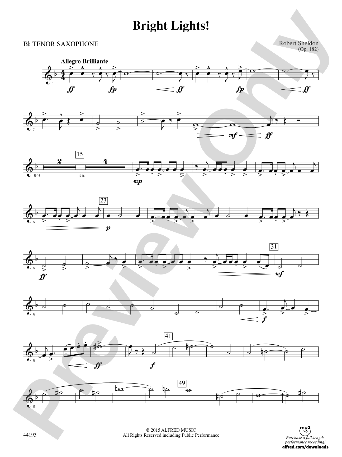 Bright Lights!: B-flat Tenor Saxophone