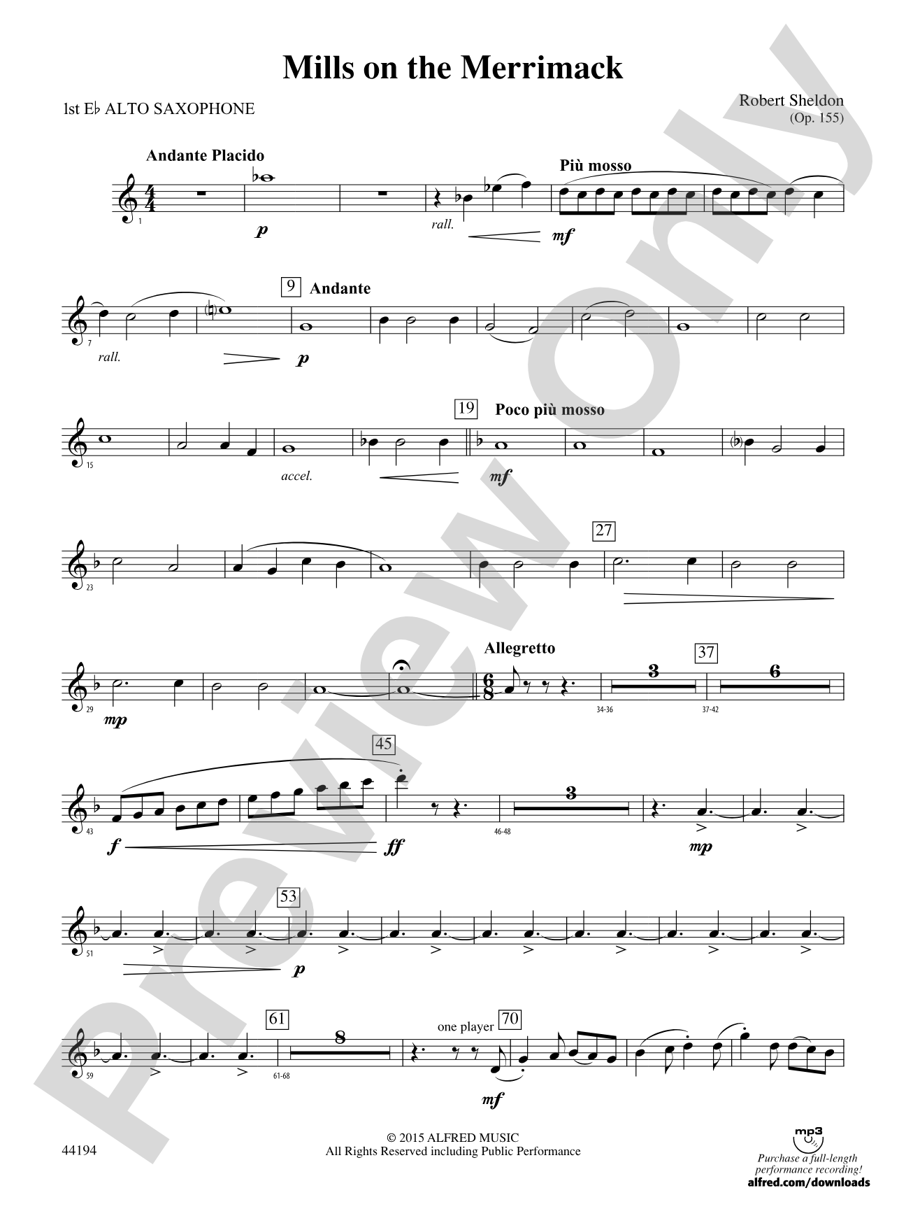Mills on the Merrimack: E-flat Alto Saxophone