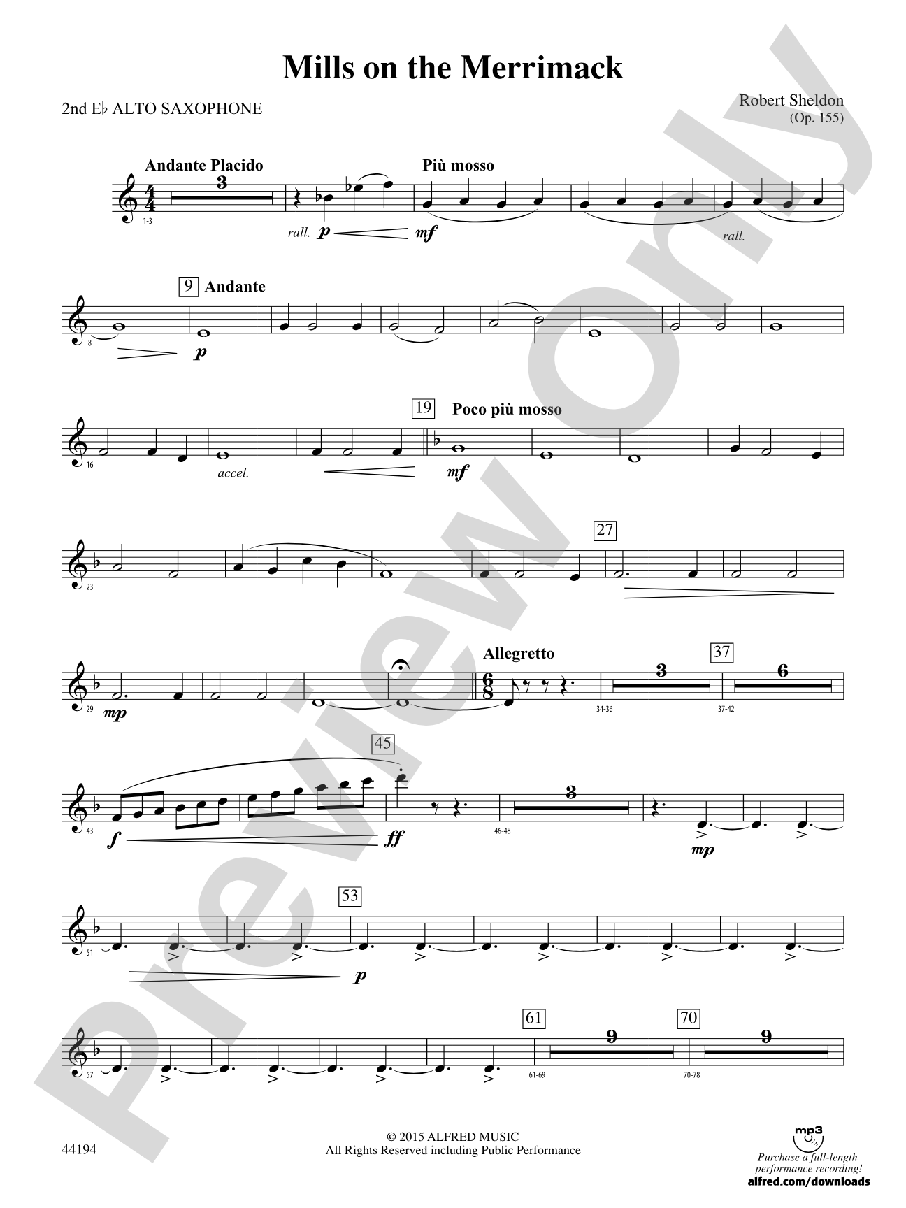 Mills on the Merrimack: 2nd E-flat Alto Saxophone