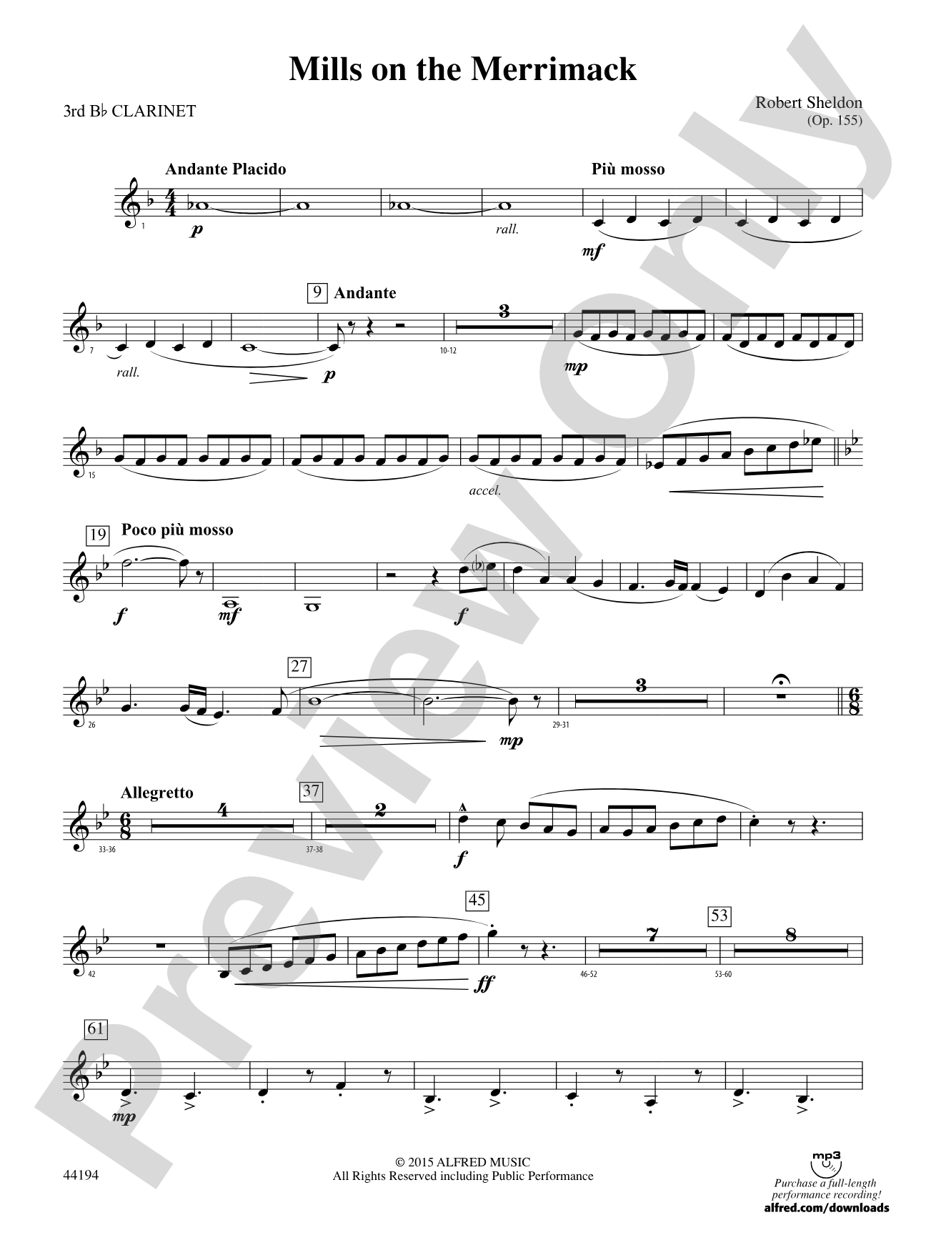 Mills on the Merrimack: 3rd B-flat Clarinet