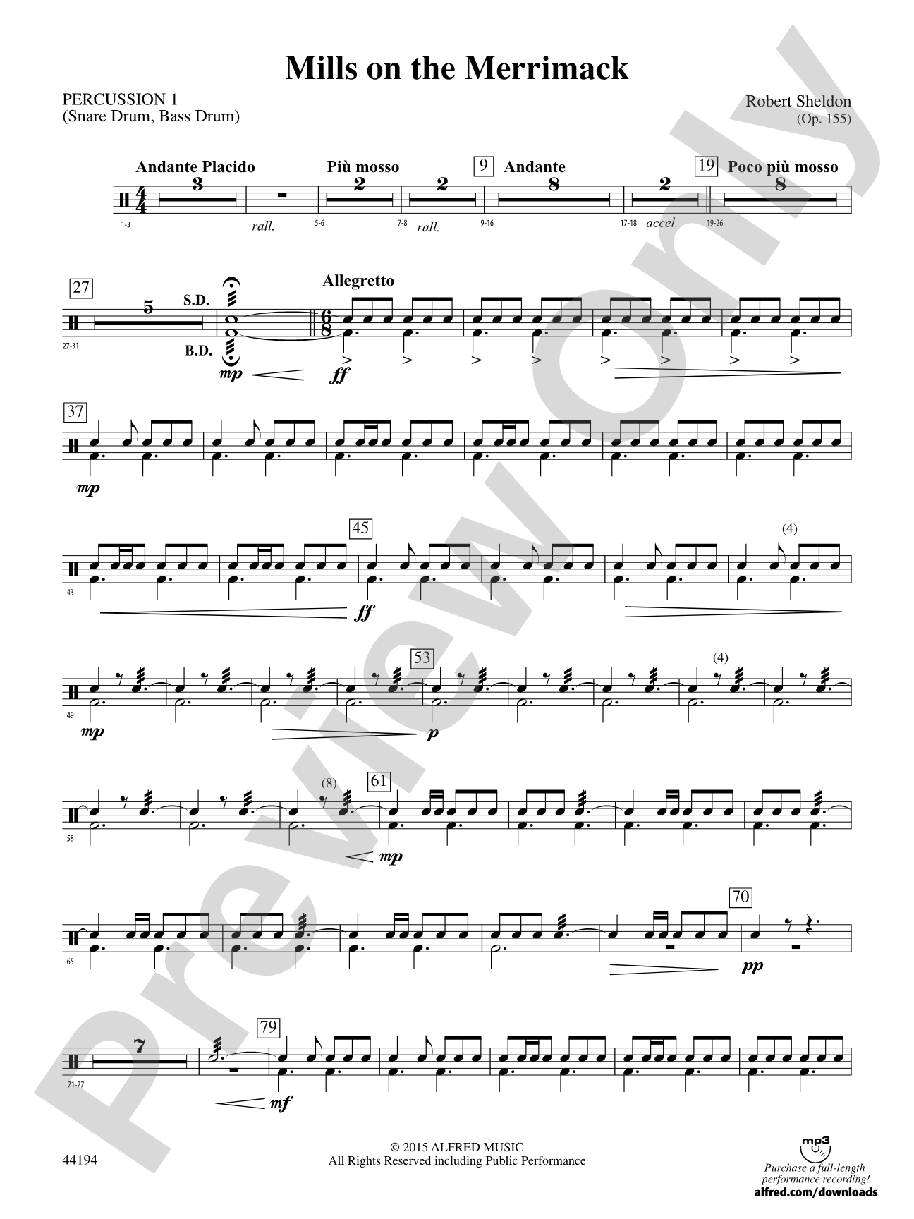 Mills on the Merrimack: 1st Percussion
