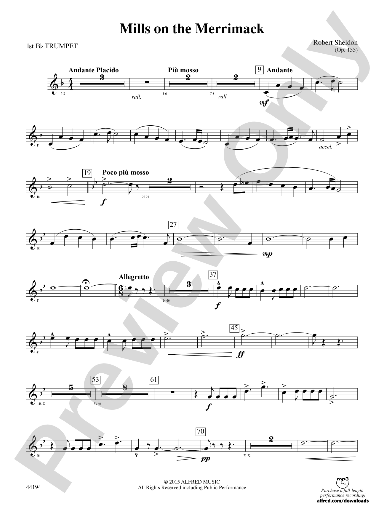 Mills on the Merrimack: 1st B-flat Trumpet