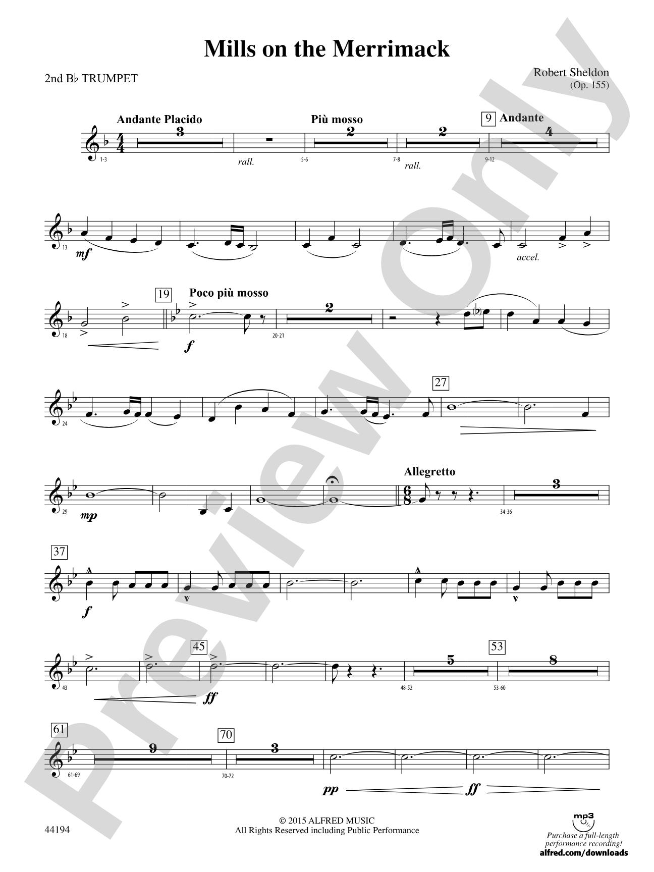 Mills on the Merrimack: 2nd B-flat Trumpet
