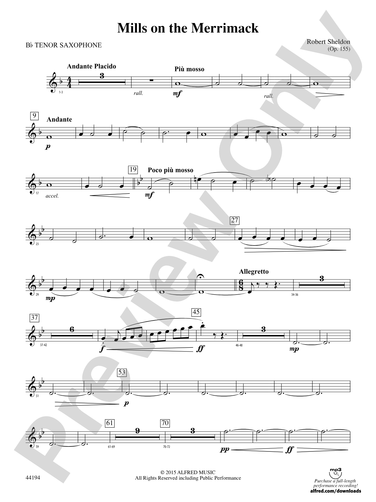 Mills on the Merrimack: B-flat Tenor Saxophone