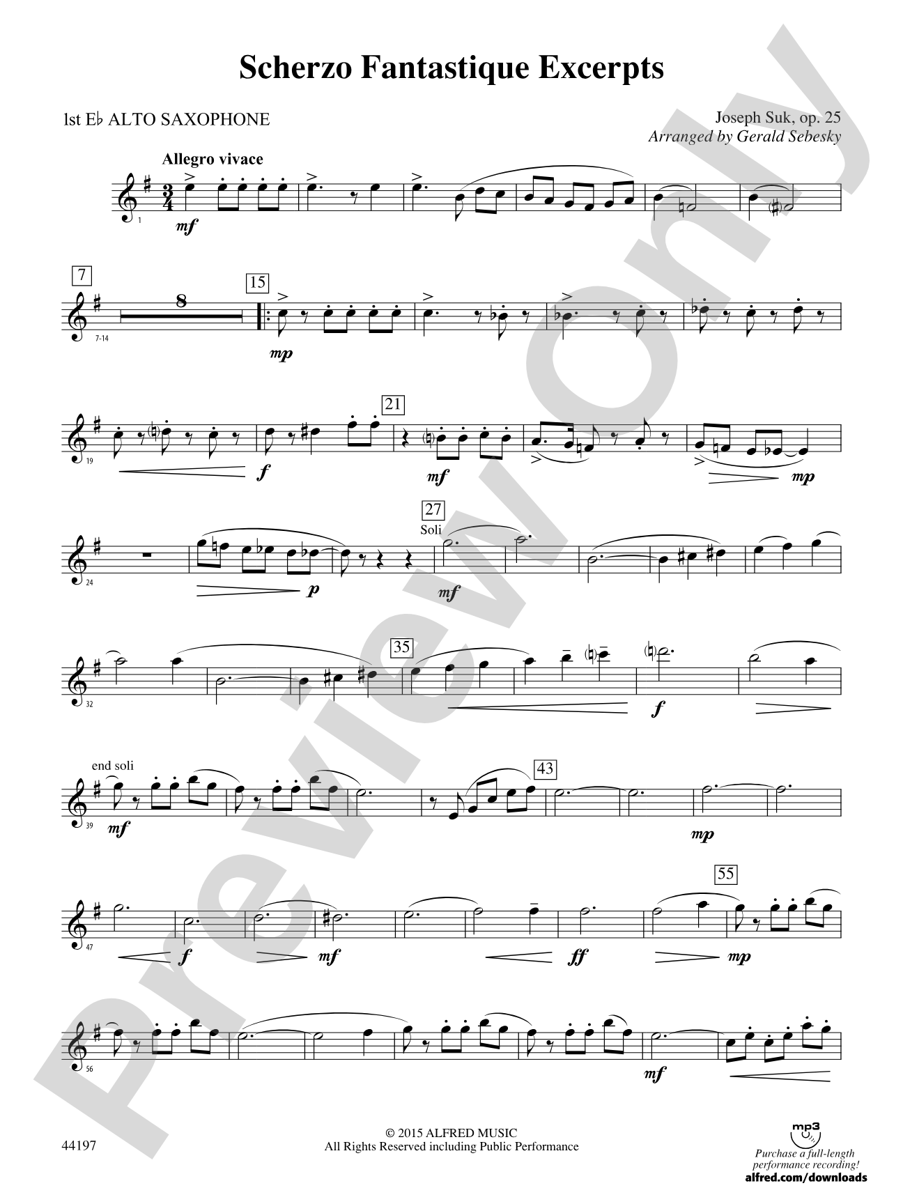Scherzo Fantastique Excerpts: E-flat Alto Saxophone