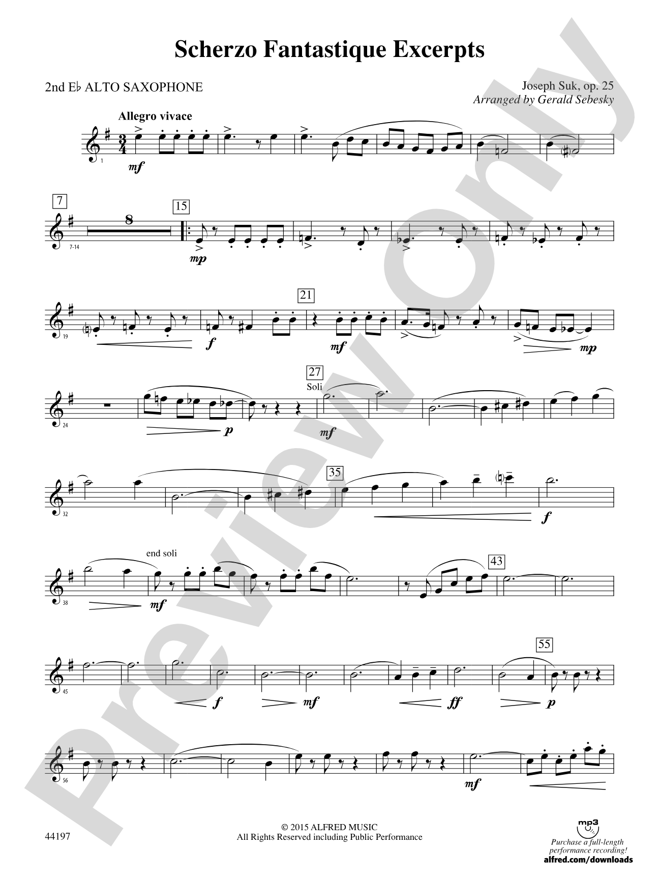 Scherzo Fantastique Excerpts: 2nd E-flat Alto Saxophone