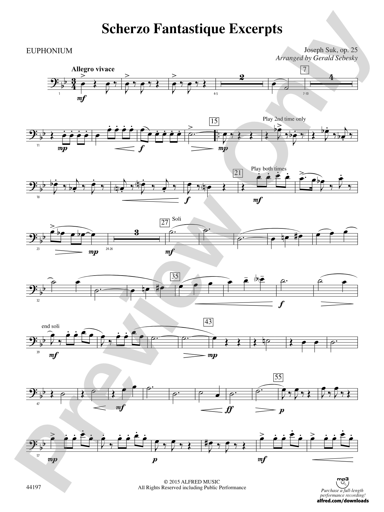 Scherzo Fantastique Excerpts: Baritone B.C.