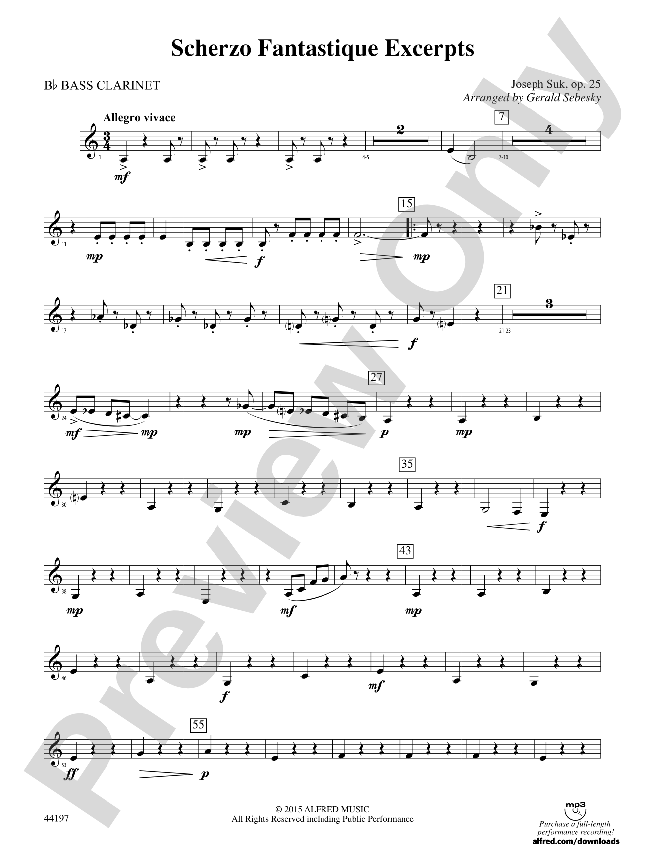 Scherzo Fantastique Excerpts: B-flat Bass Clarinet