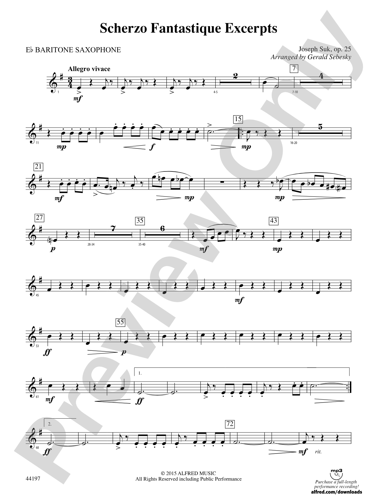 Scherzo Fantastique Excerpts: E-flat Baritone Saxophone