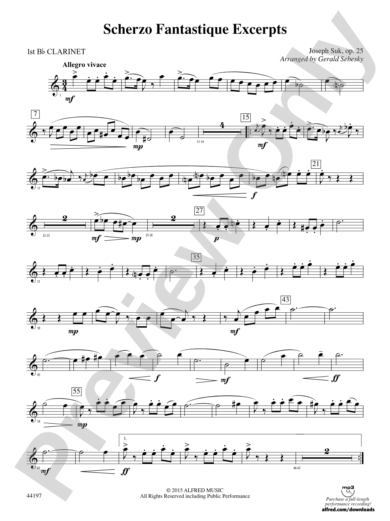 Scherzo Fantastique Excerpts: 1st B-flat Clarinet