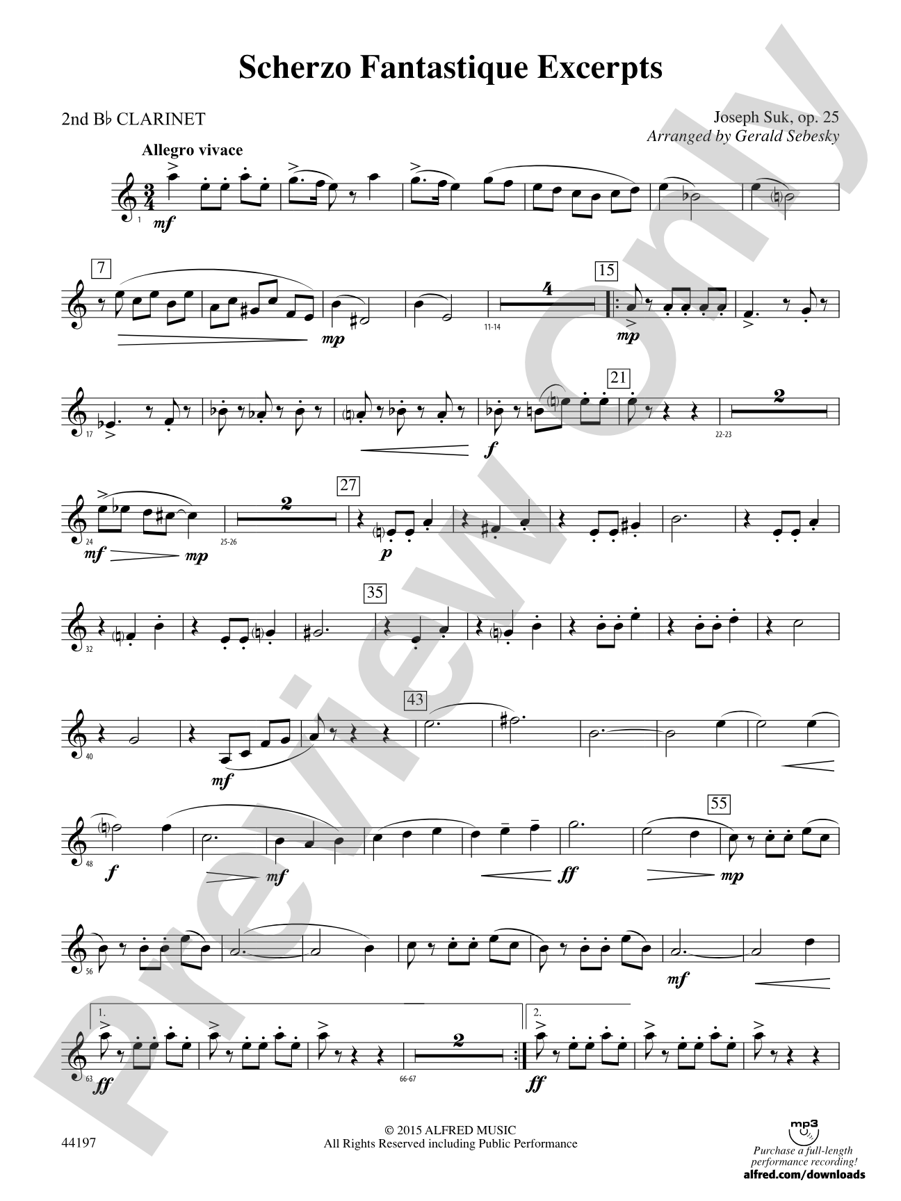 Scherzo Fantastique Excerpts: 2nd B-flat Clarinet
