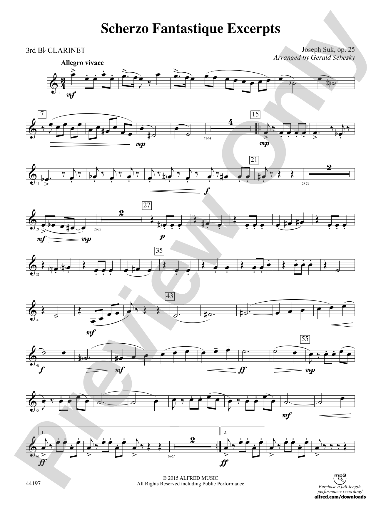 Scherzo Fantastique Excerpts: 3rd B-flat Clarinet