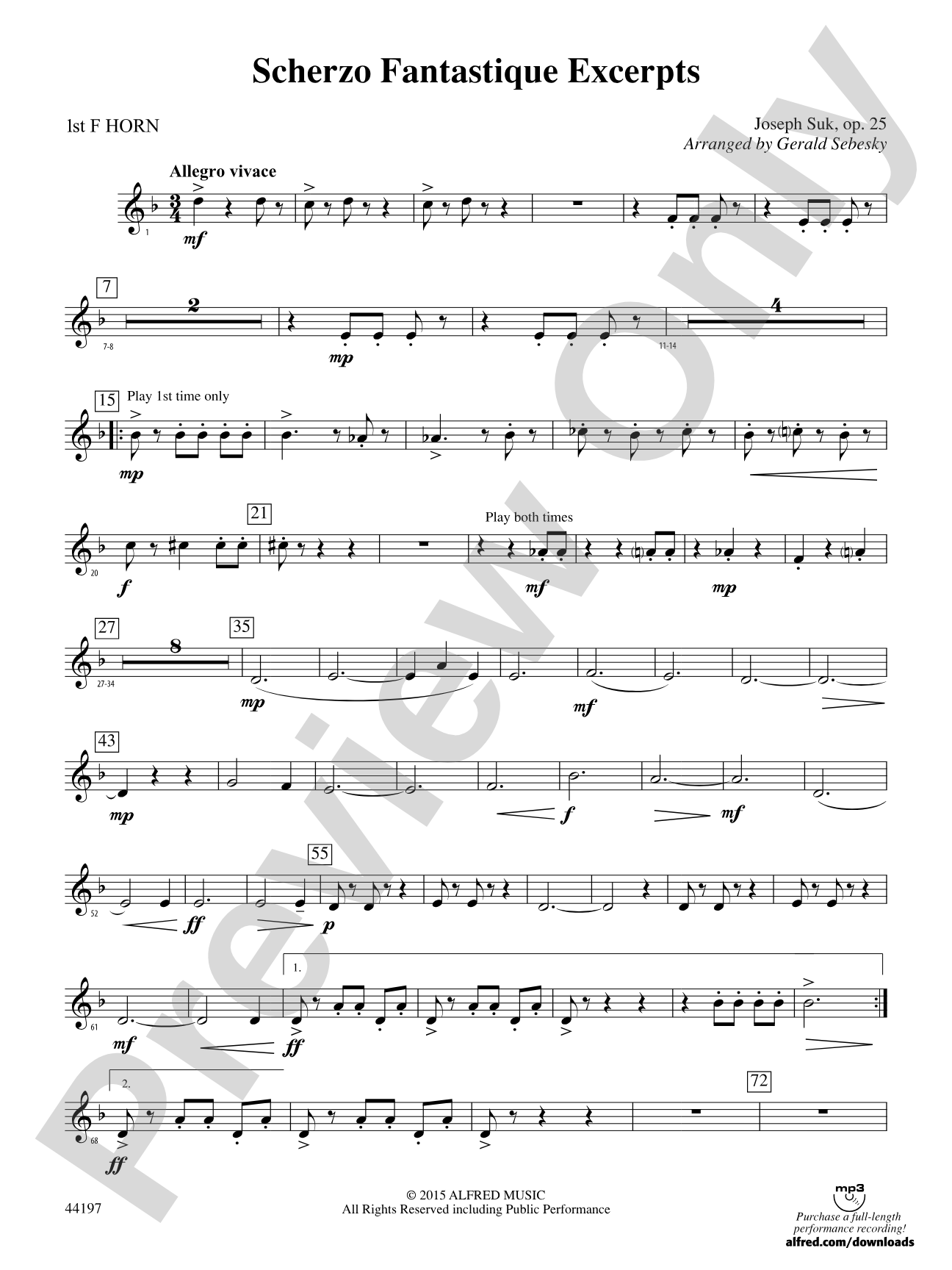Scherzo Fantastique Excerpts: 1st F Horn