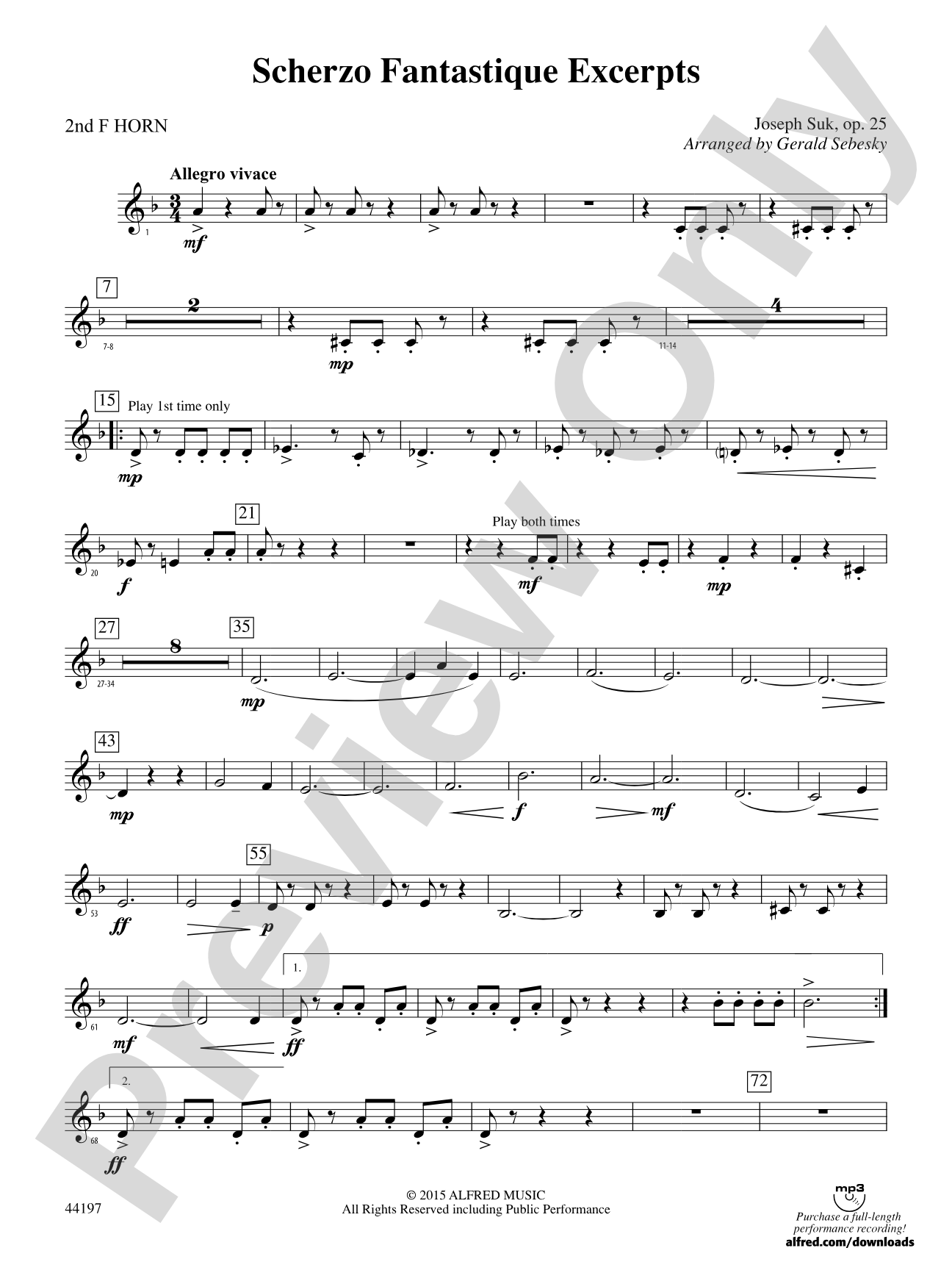 Scherzo Fantastique Excerpts: 2nd F Horn