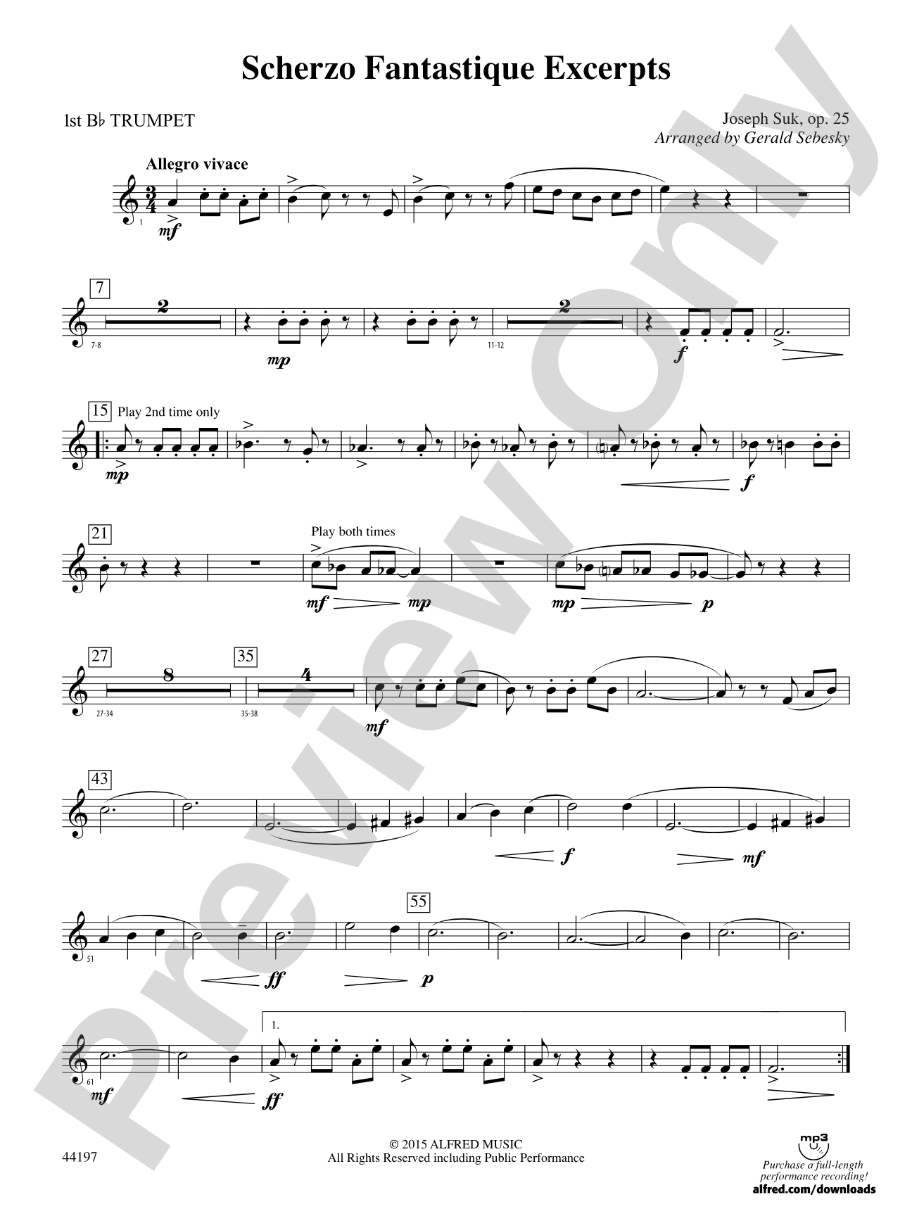 Scherzo Fantastique Excerpts: 1st B-flat Trumpet