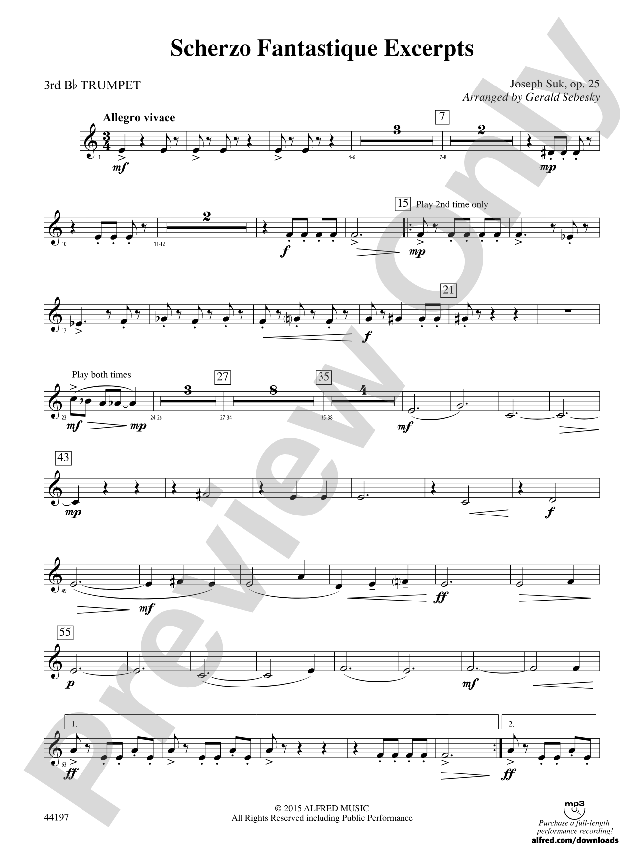Scherzo Fantastique Excerpts: 3rd B-flat Trumpet