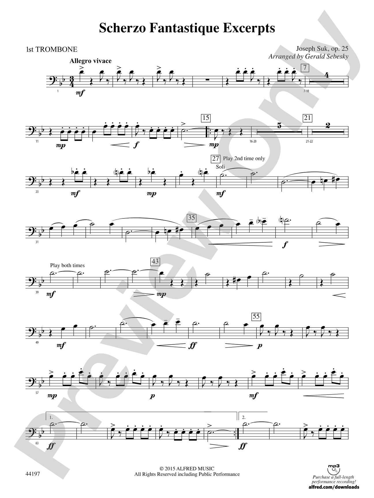 Scherzo Fantastique Excerpts: 1st Trombone