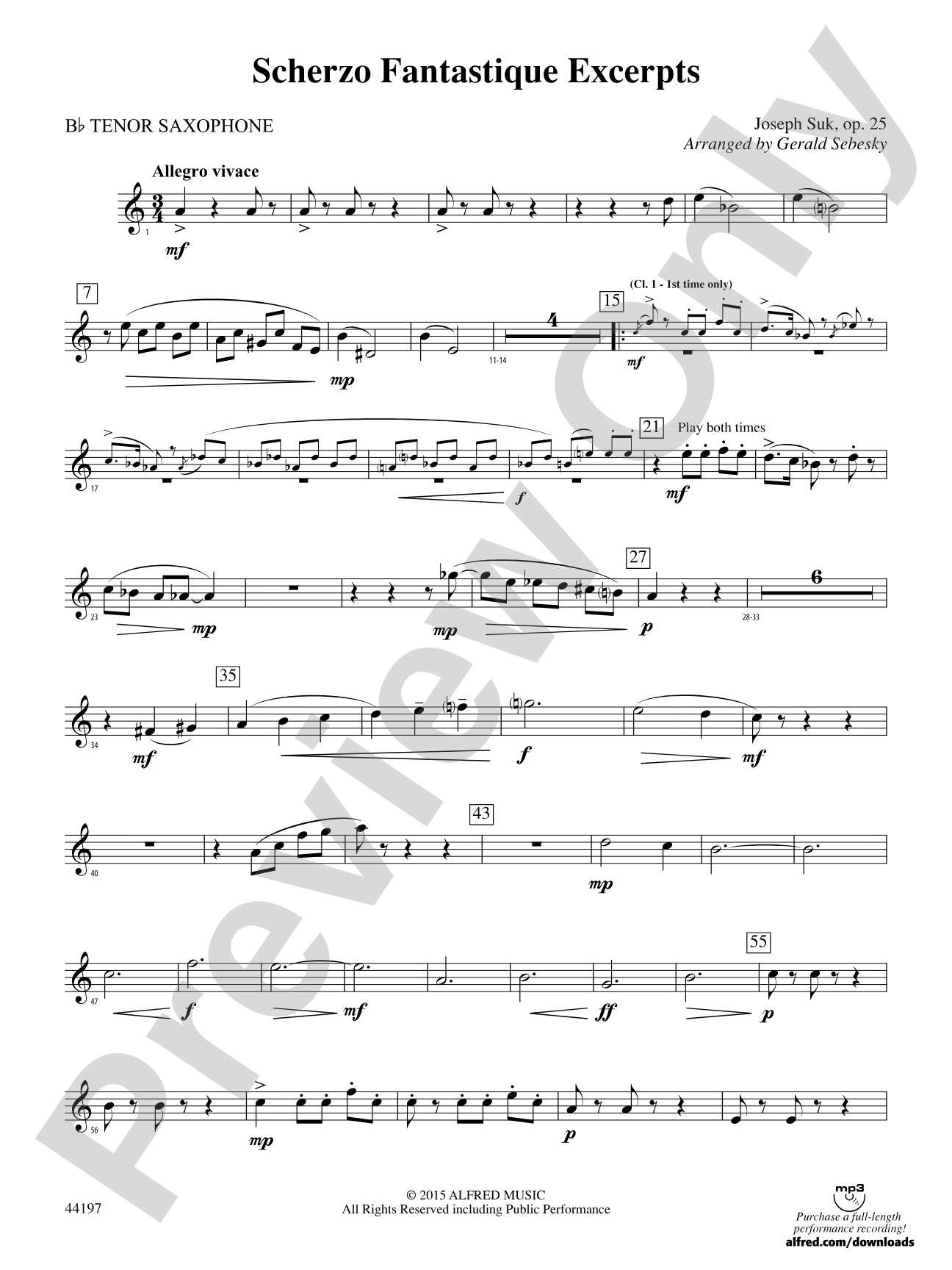 Scherzo Fantastique Excerpts: B-flat Tenor Saxophone