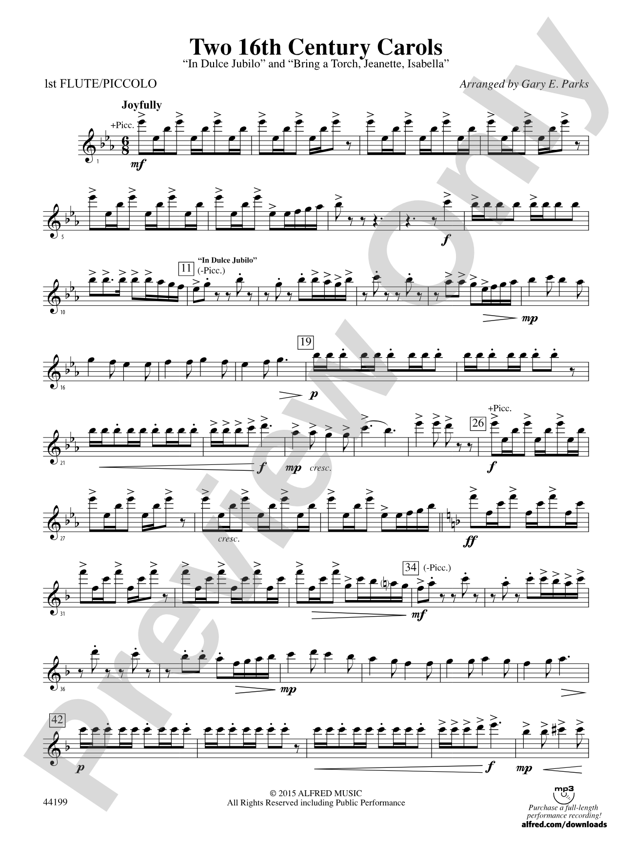 Two 16th Century Carols: Flute