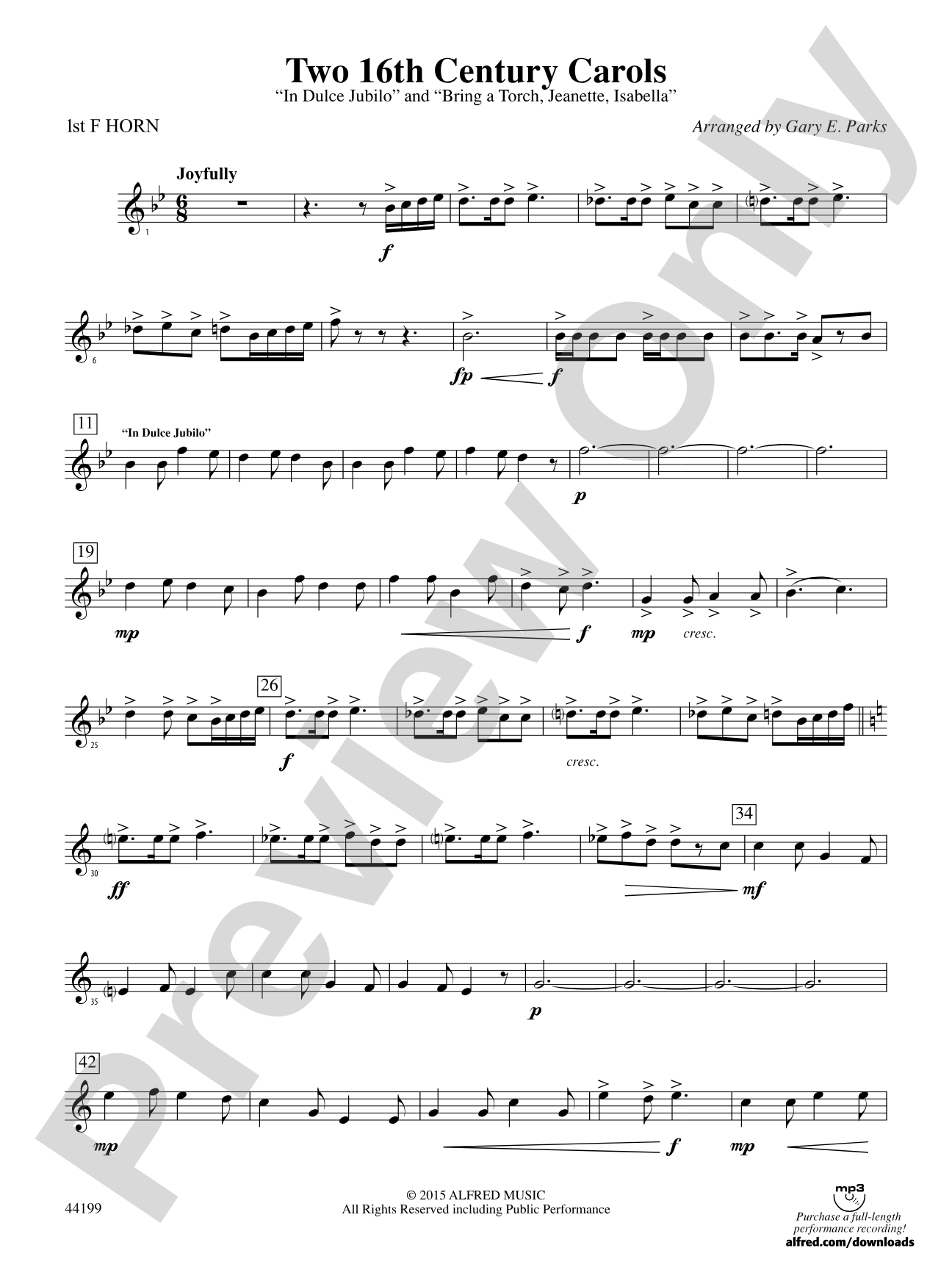 Two 16th Century Carols: 1st F Horn