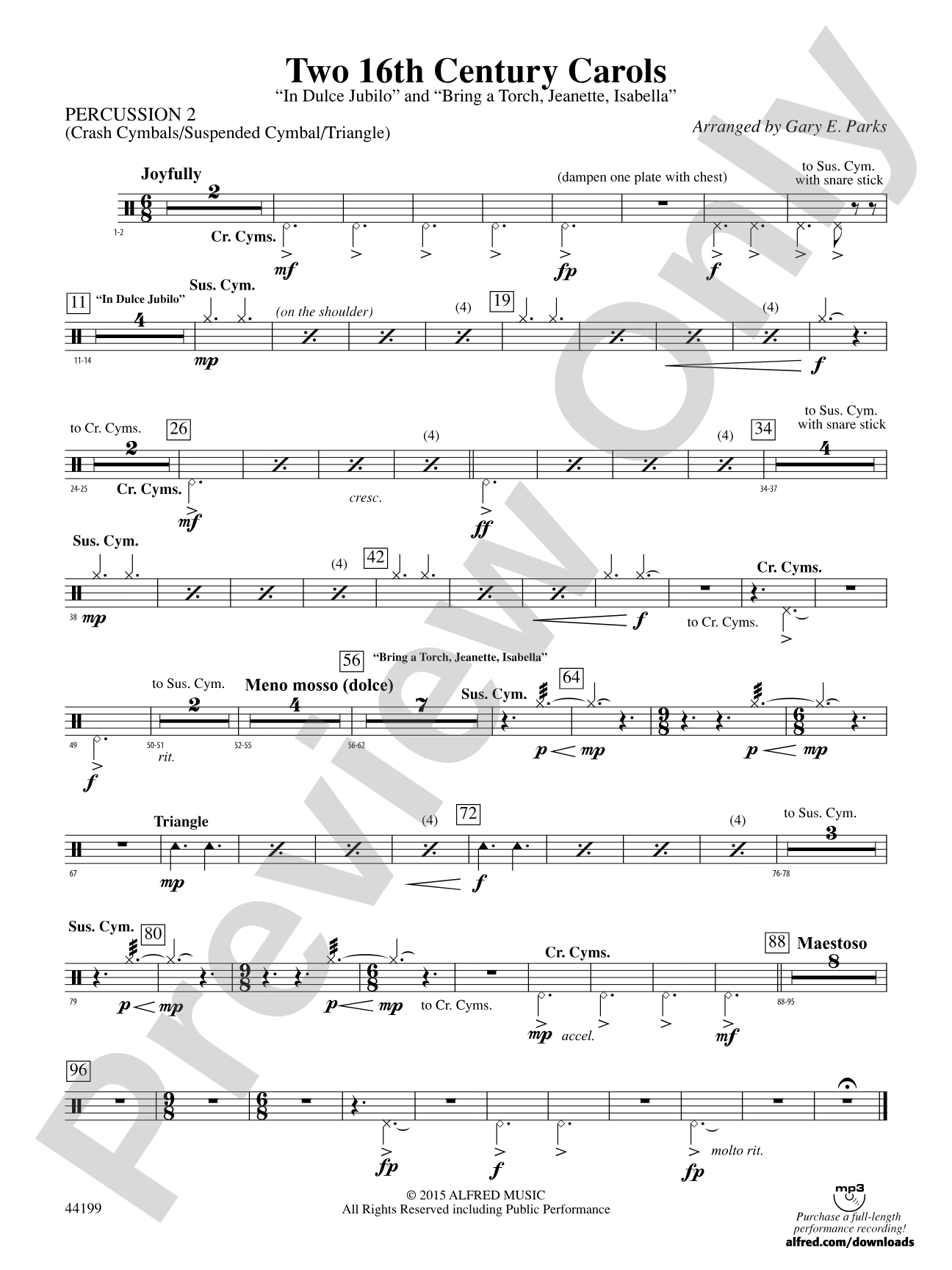 Two 16th Century Carols: 2nd Percussion