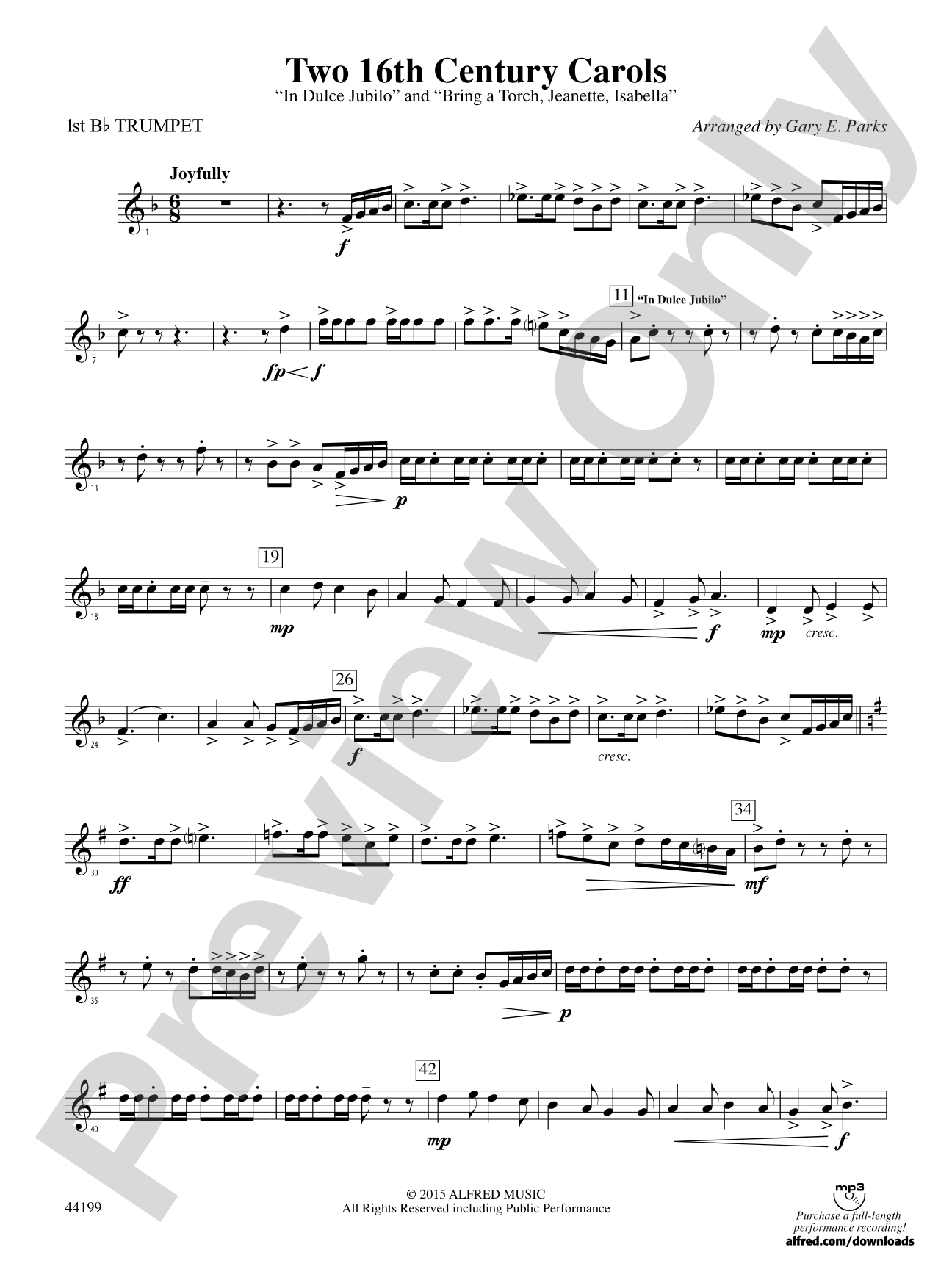 Two 16th Century Carols: 1st B-flat Trumpet