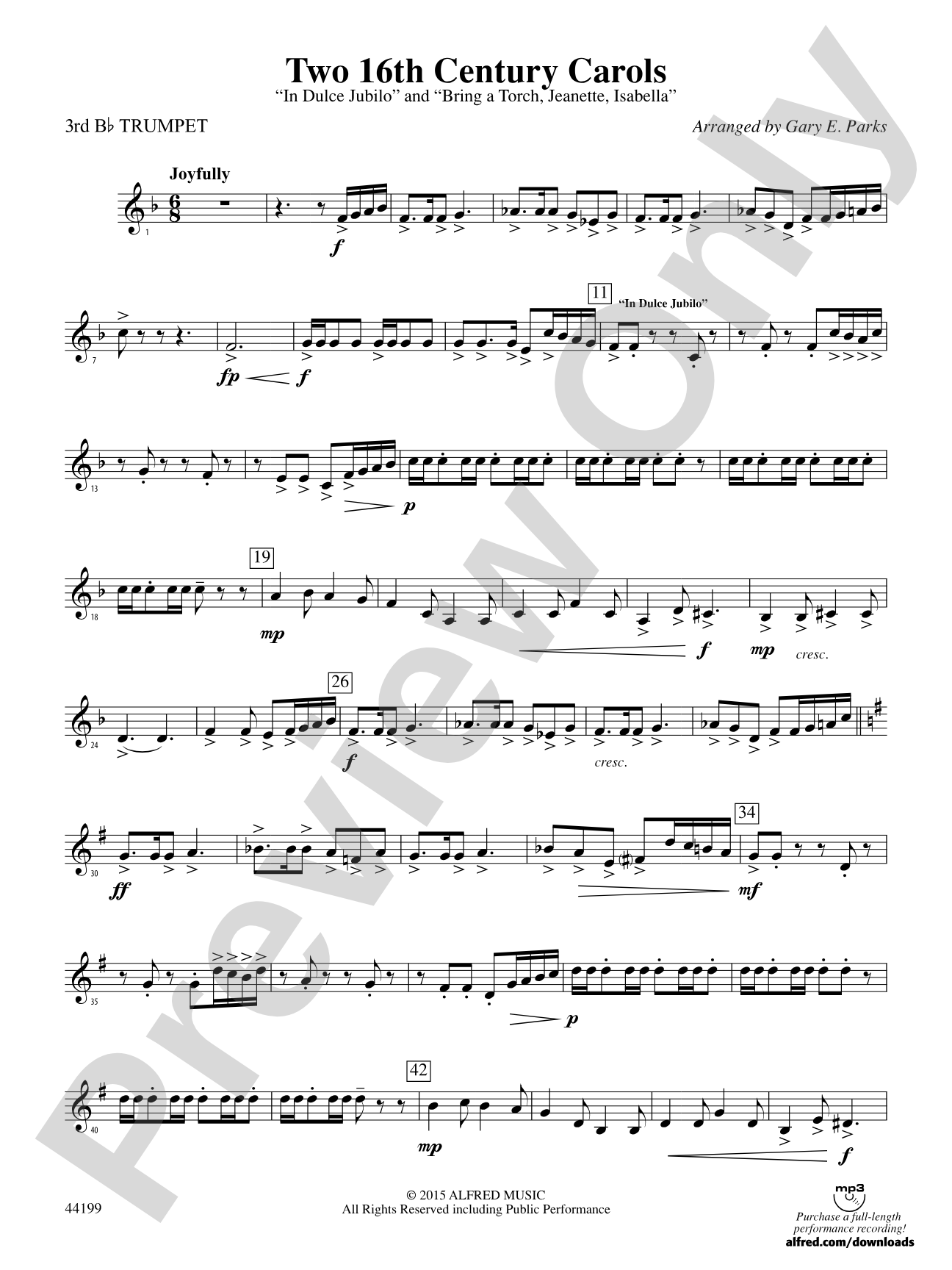 Two 16th Century Carols: 3rd B-flat Trumpet