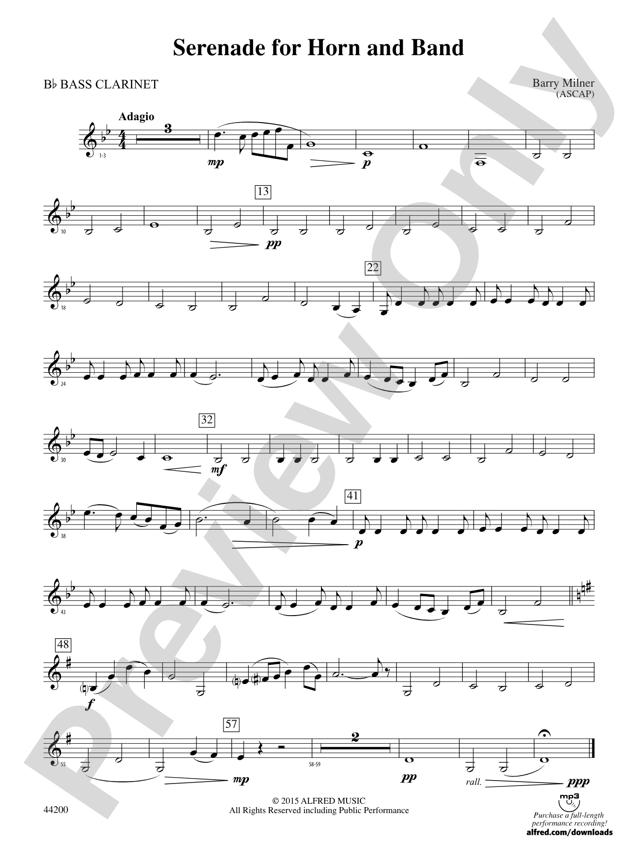 Serenade for Horn and Band: B-flat Bass Clarinet
