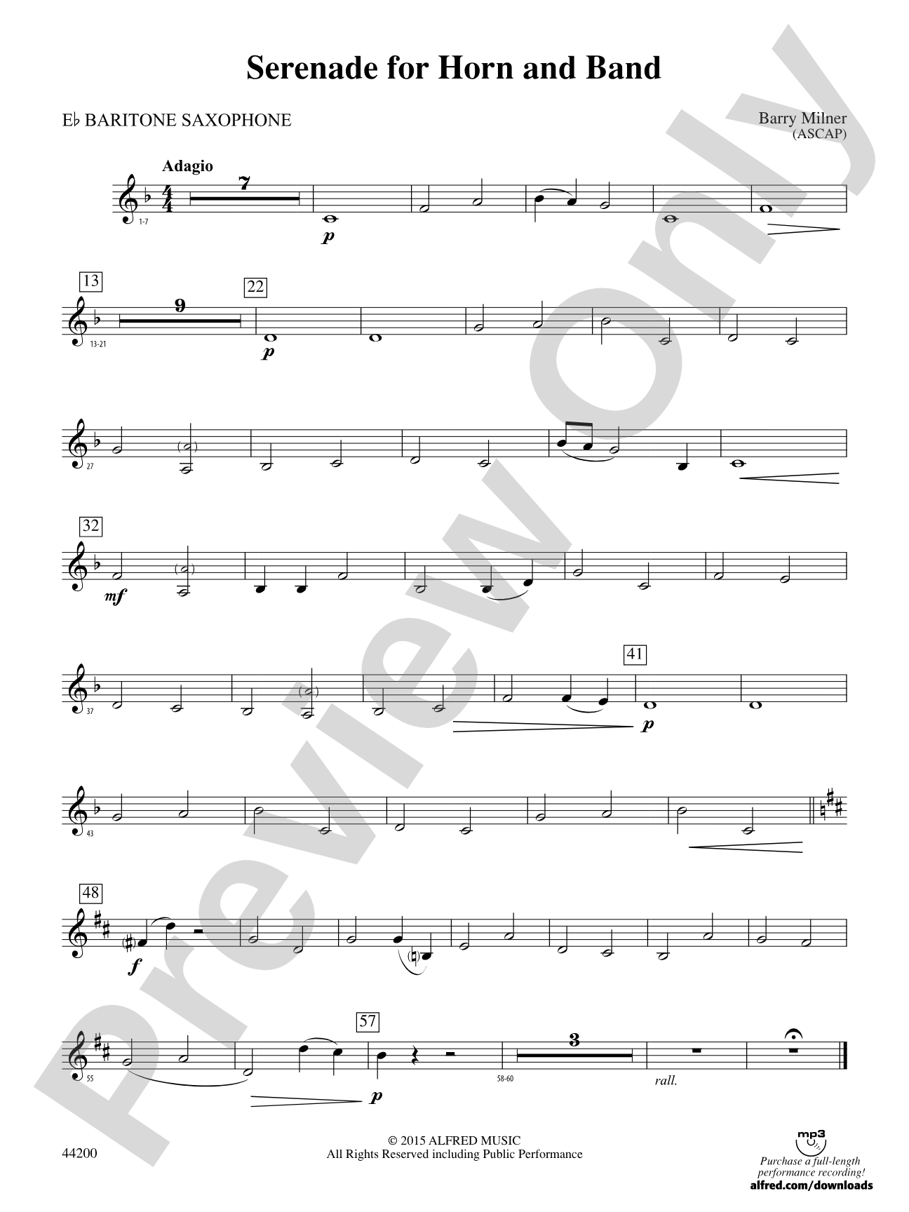 Serenade for Horn and Band: E-flat Baritone Saxophone