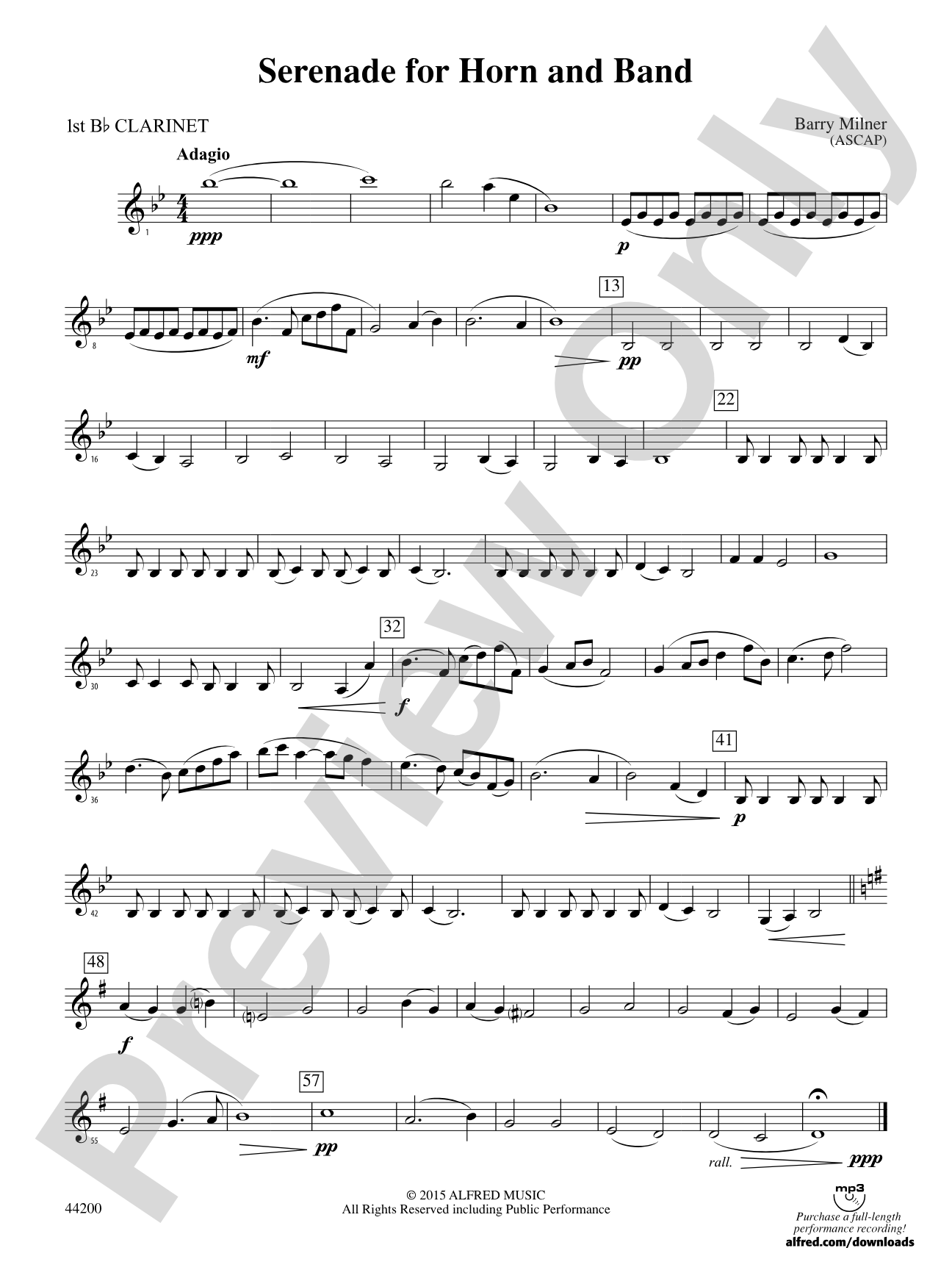 Serenade for Horn and Band: 1st B-flat Clarinet