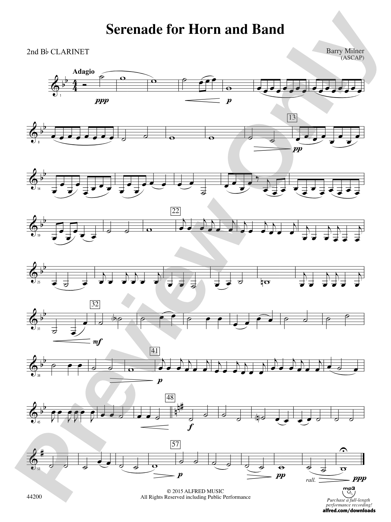 Serenade for Horn and Band: 2nd B-flat Clarinet