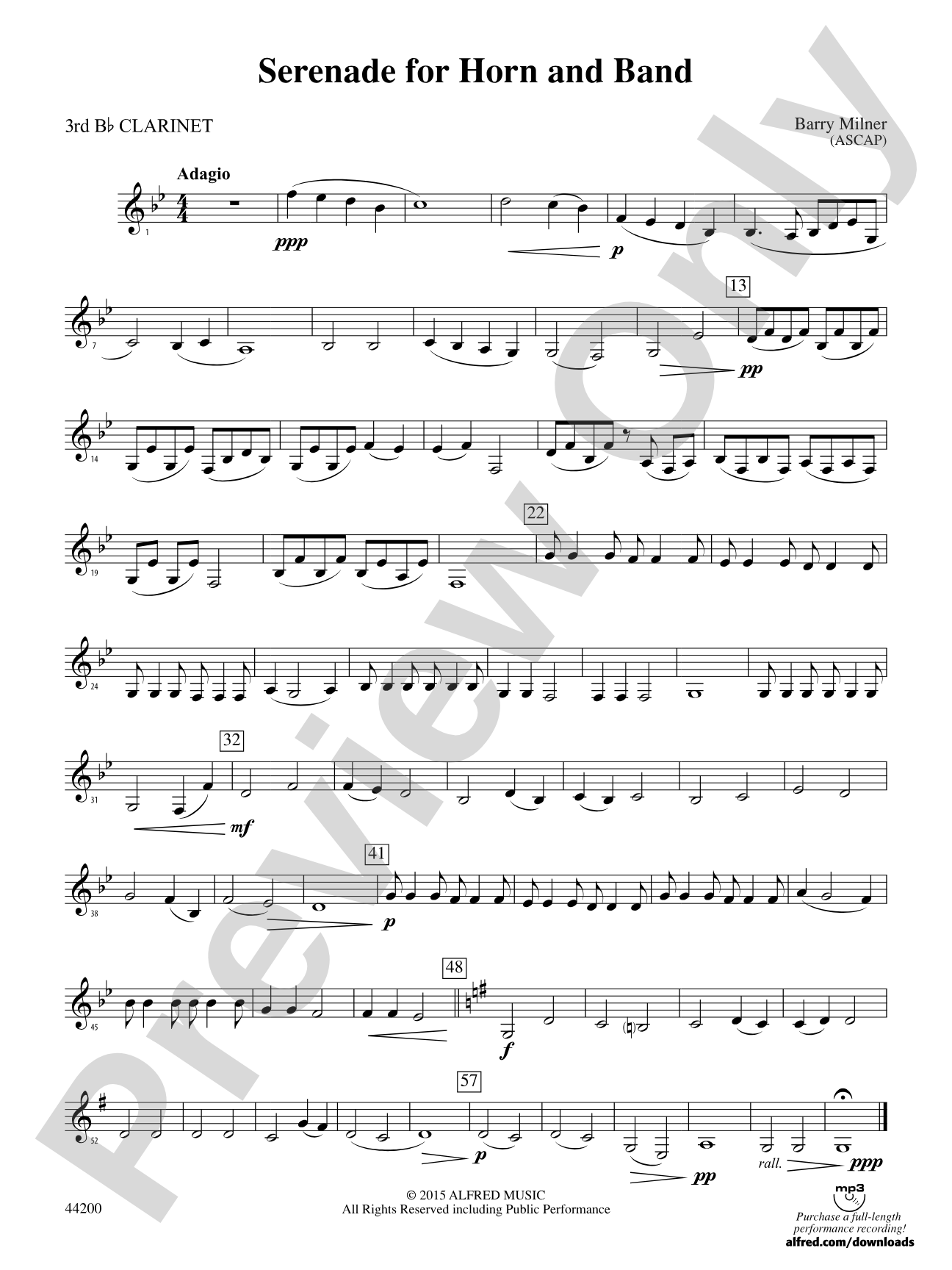 Serenade for Horn and Band: 3rd B-flat Clarinet