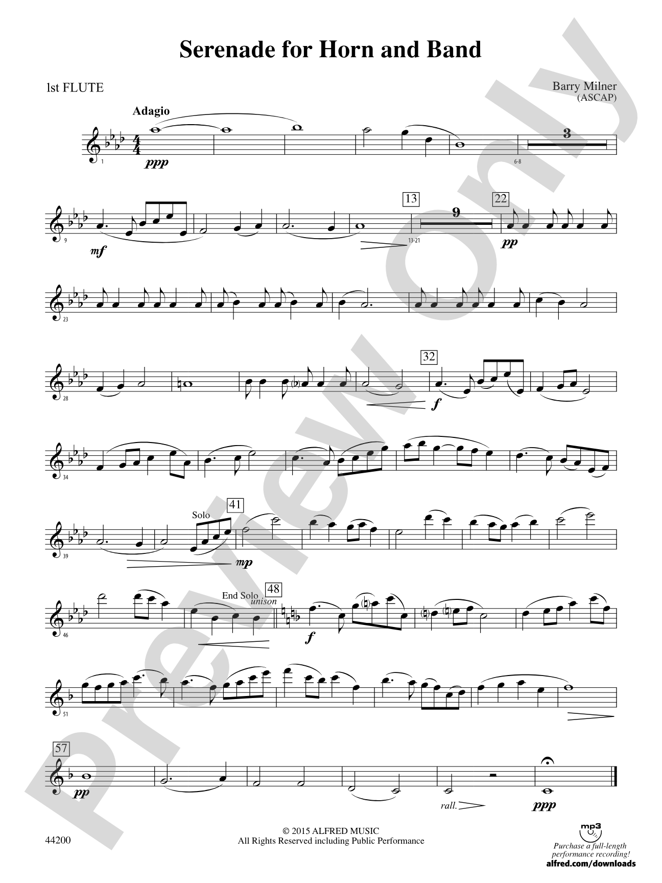 Serenade for Horn and Band: Flute