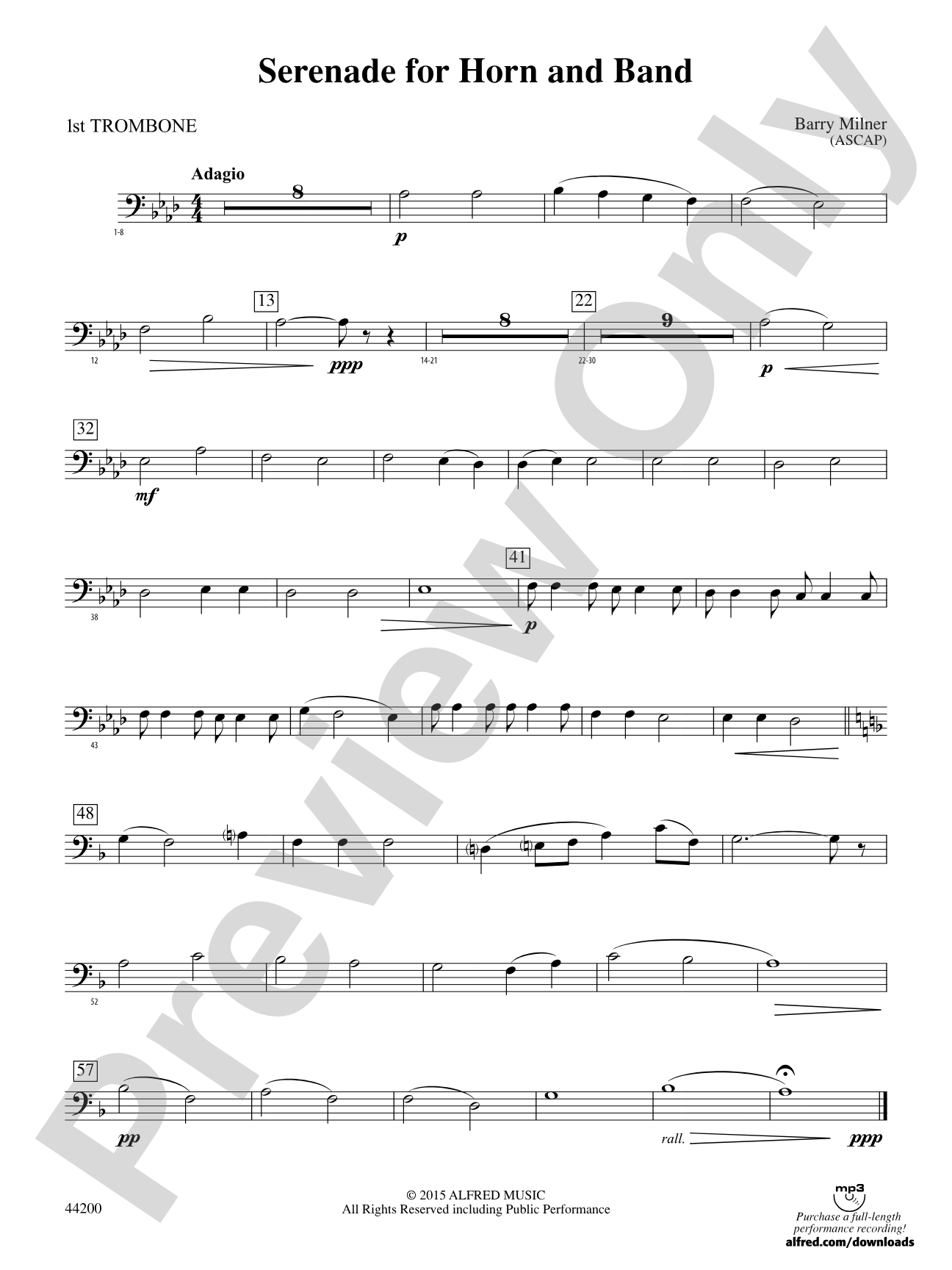 Serenade for Horn and Band: 1st Trombone