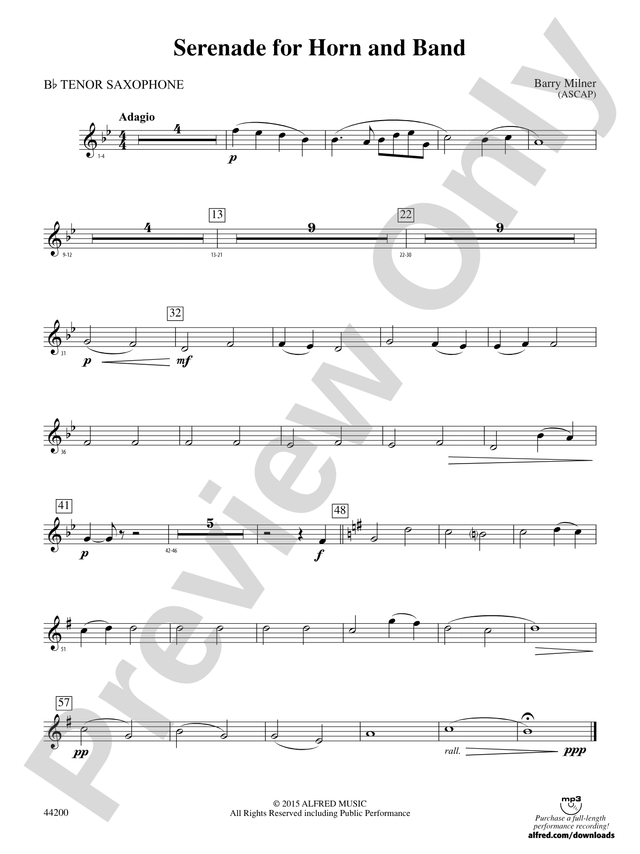 Serenade for Horn and Band: B-flat Tenor Saxophone