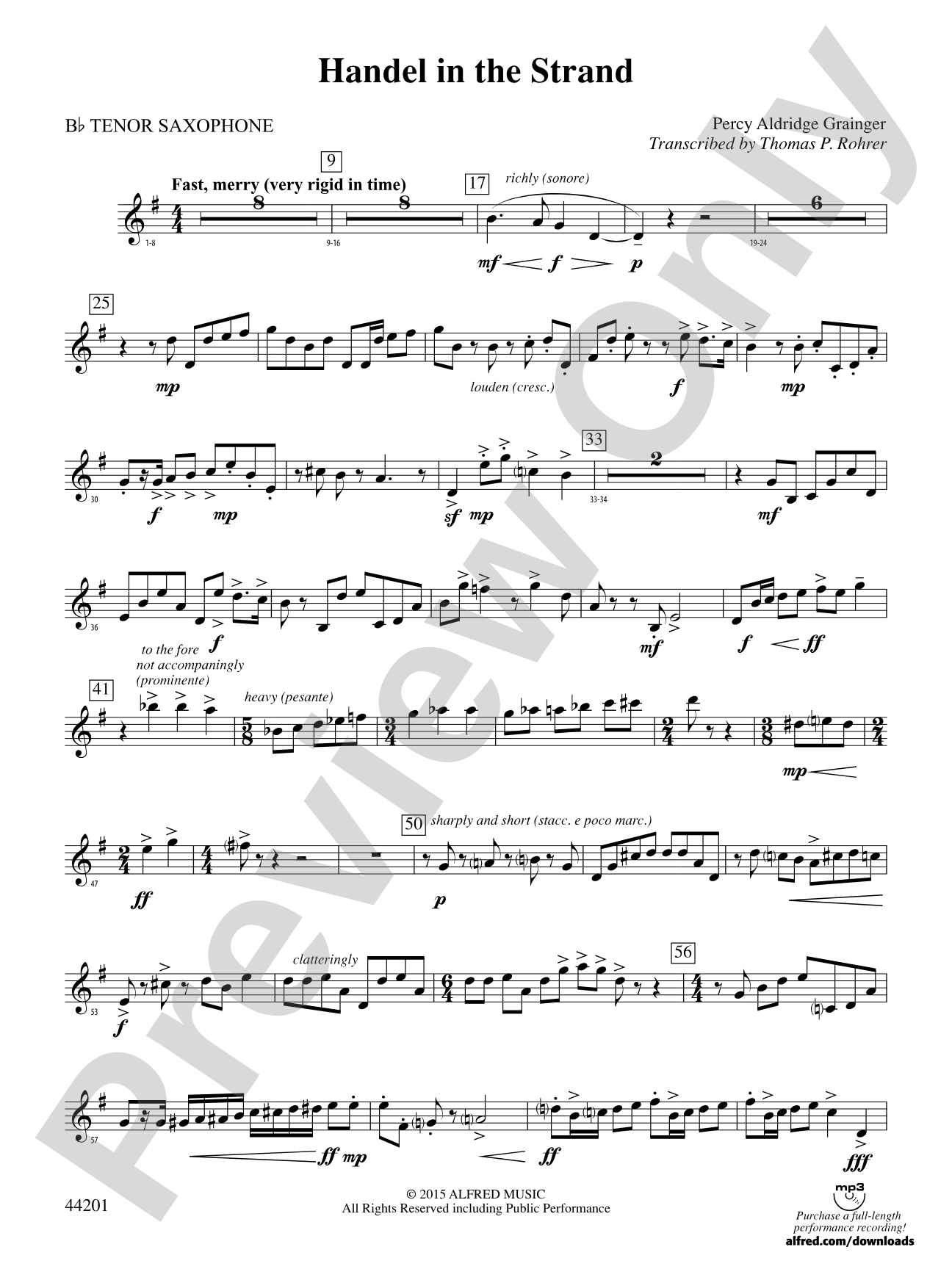 Handel in the Strand: B-flat Tenor Saxophone