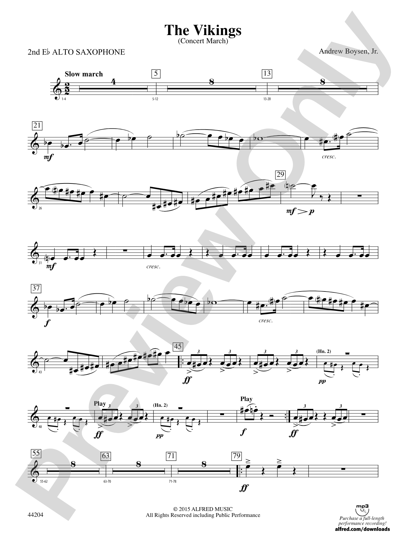 The Vikings: 2nd E-flat Alto Saxophone