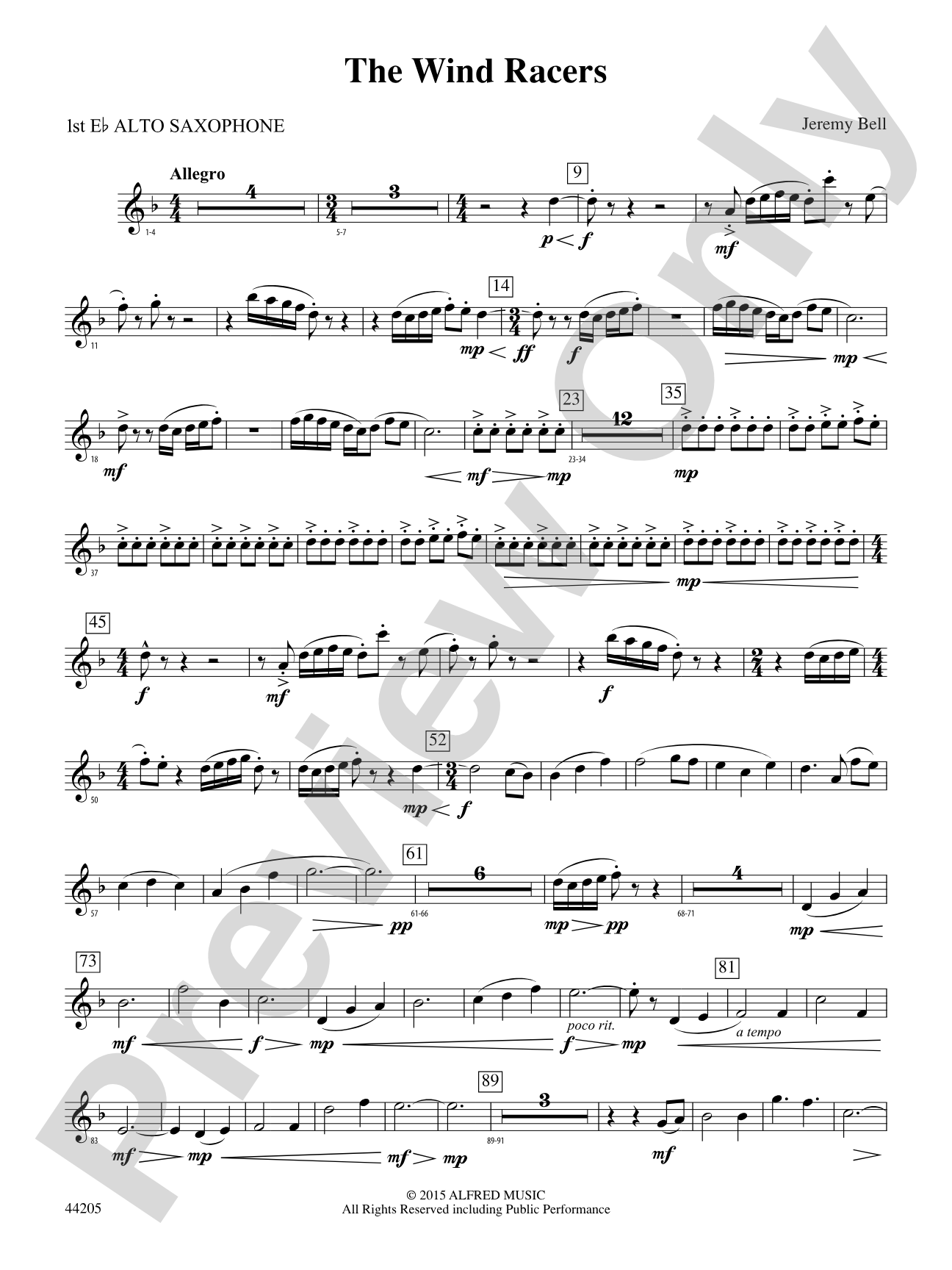 The Wind Racers: E-flat Alto Saxophone