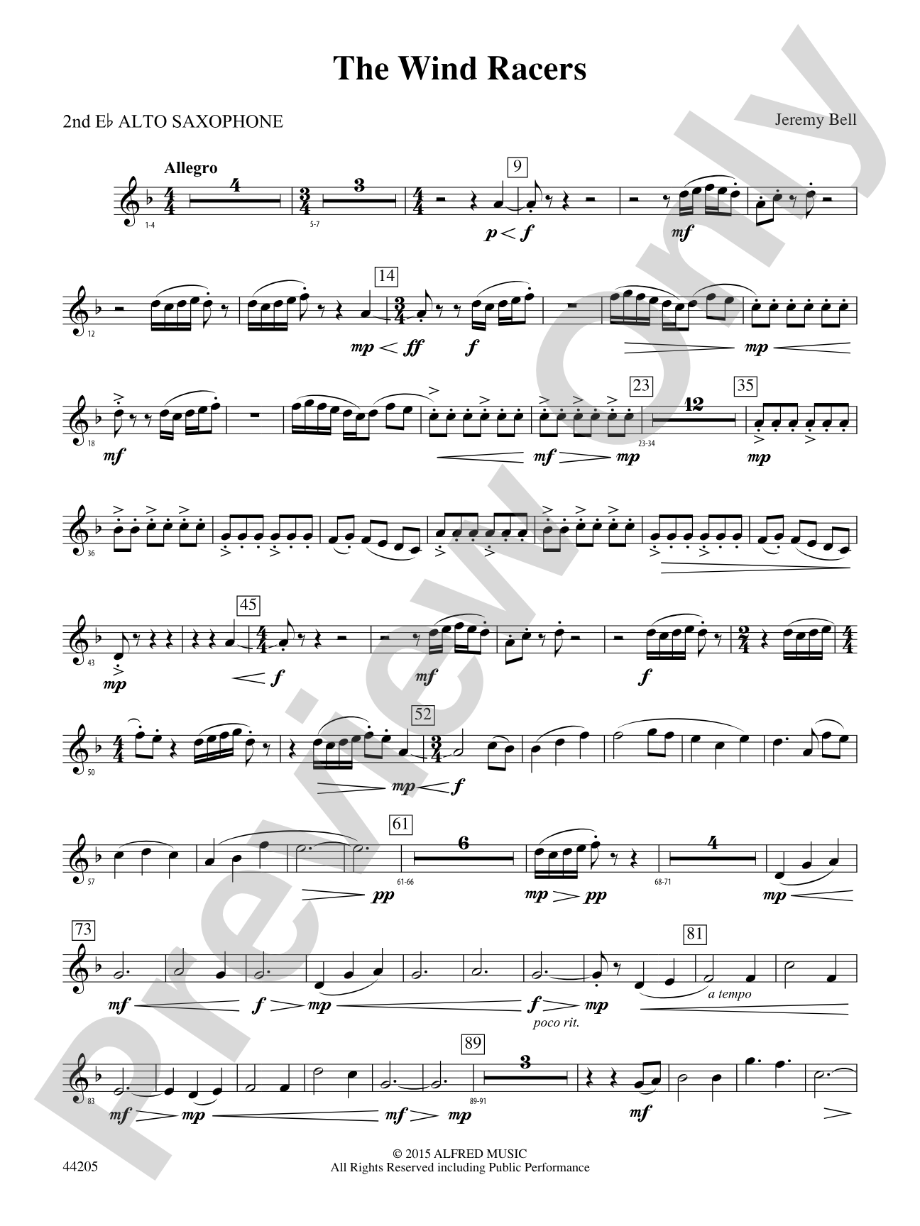 The Wind Racers: 2nd E-flat Alto Saxophone