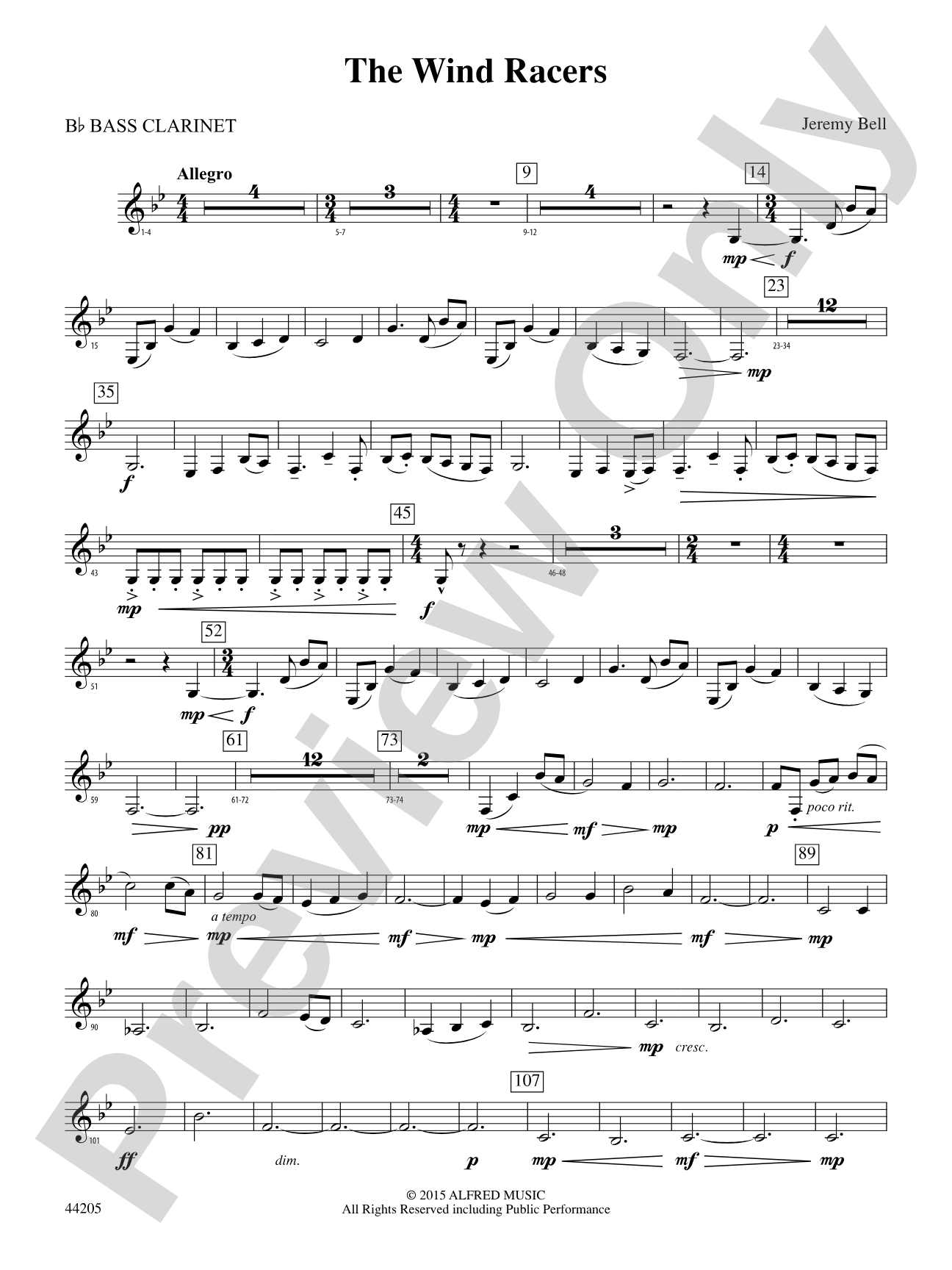 The Wind Racers: B-flat Bass Clarinet
